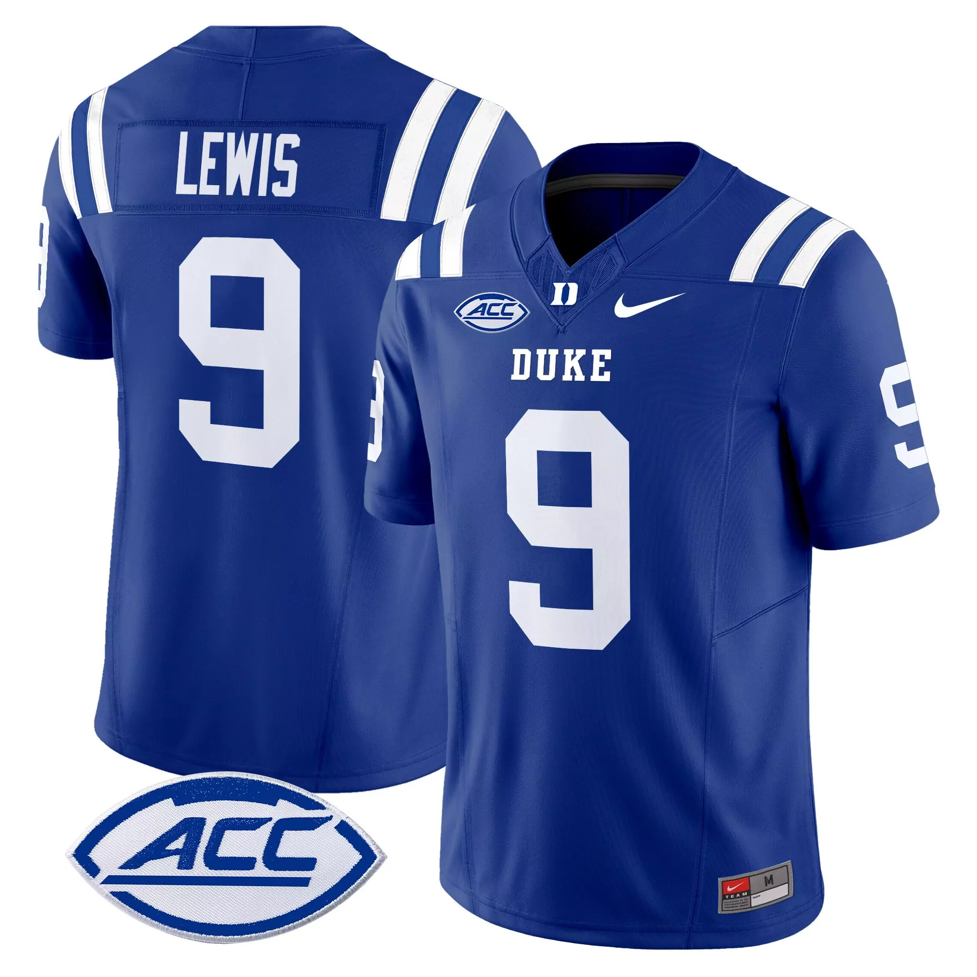 lewis 9 men s duke blue devils 2025 vapor jersey all stitched acc patch royal blue