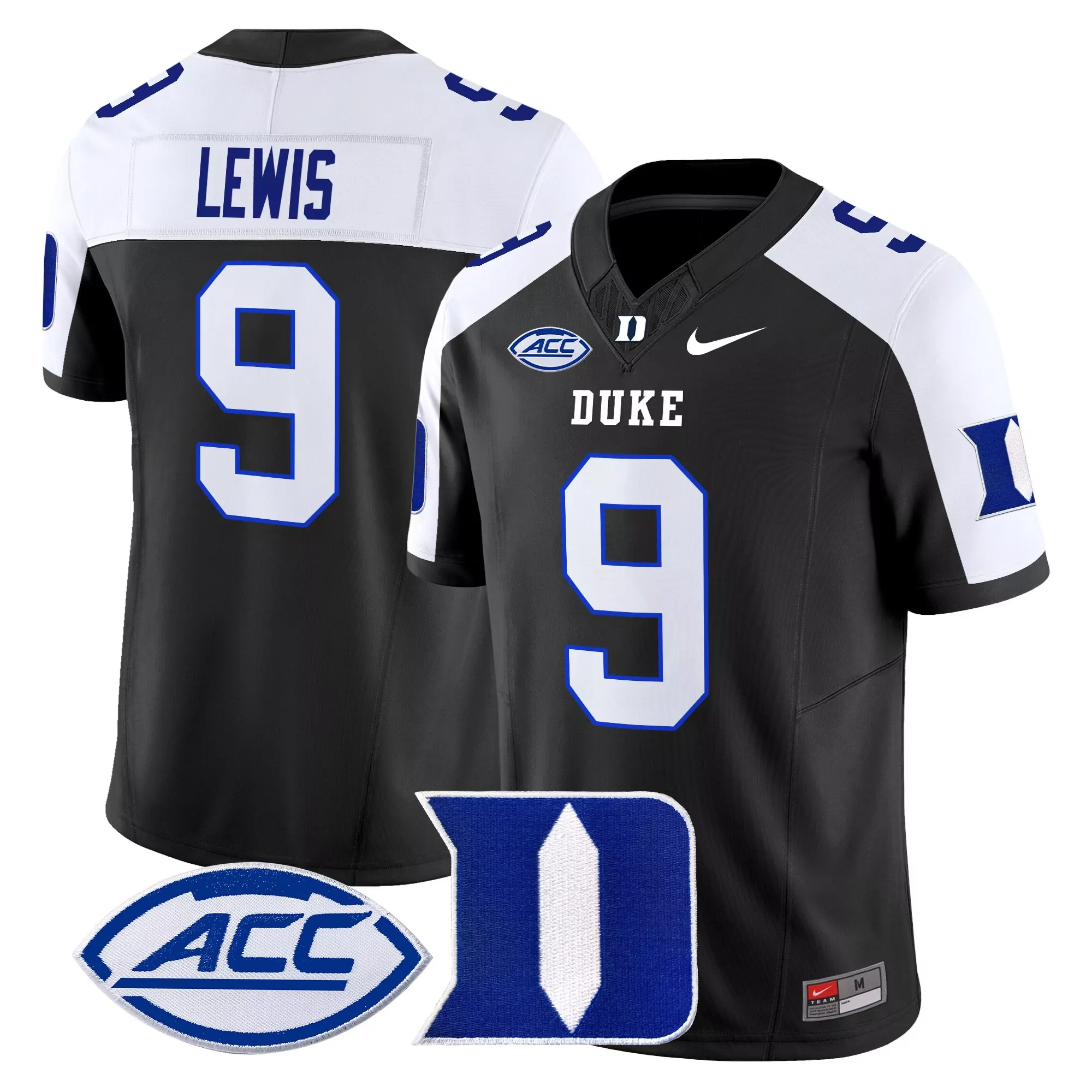 Lewis 9 Men'S Duke Blue Devils Black All Stitched Jersey With Name Patch 2025