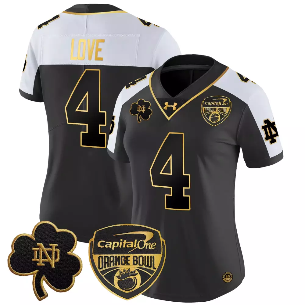 love 4 women s stitched vapor jersey notre dame fighting irish 2025 cfp final patch gold