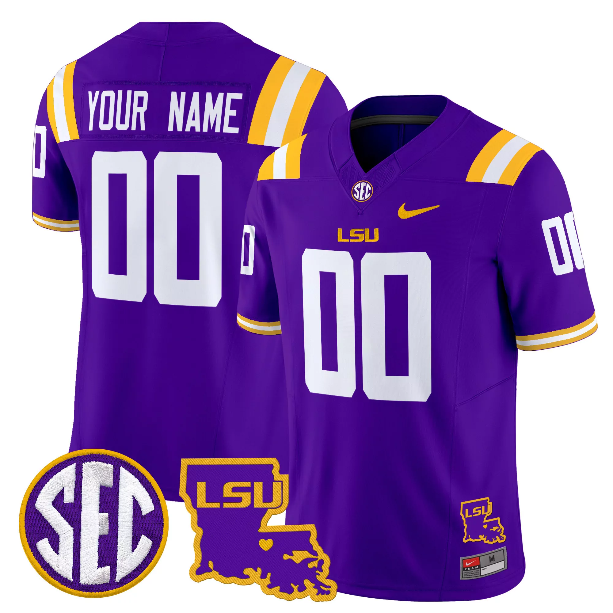 Lsu Tigers Stitched Jersey Purple Name Patch 2024 Men'S Custom 00