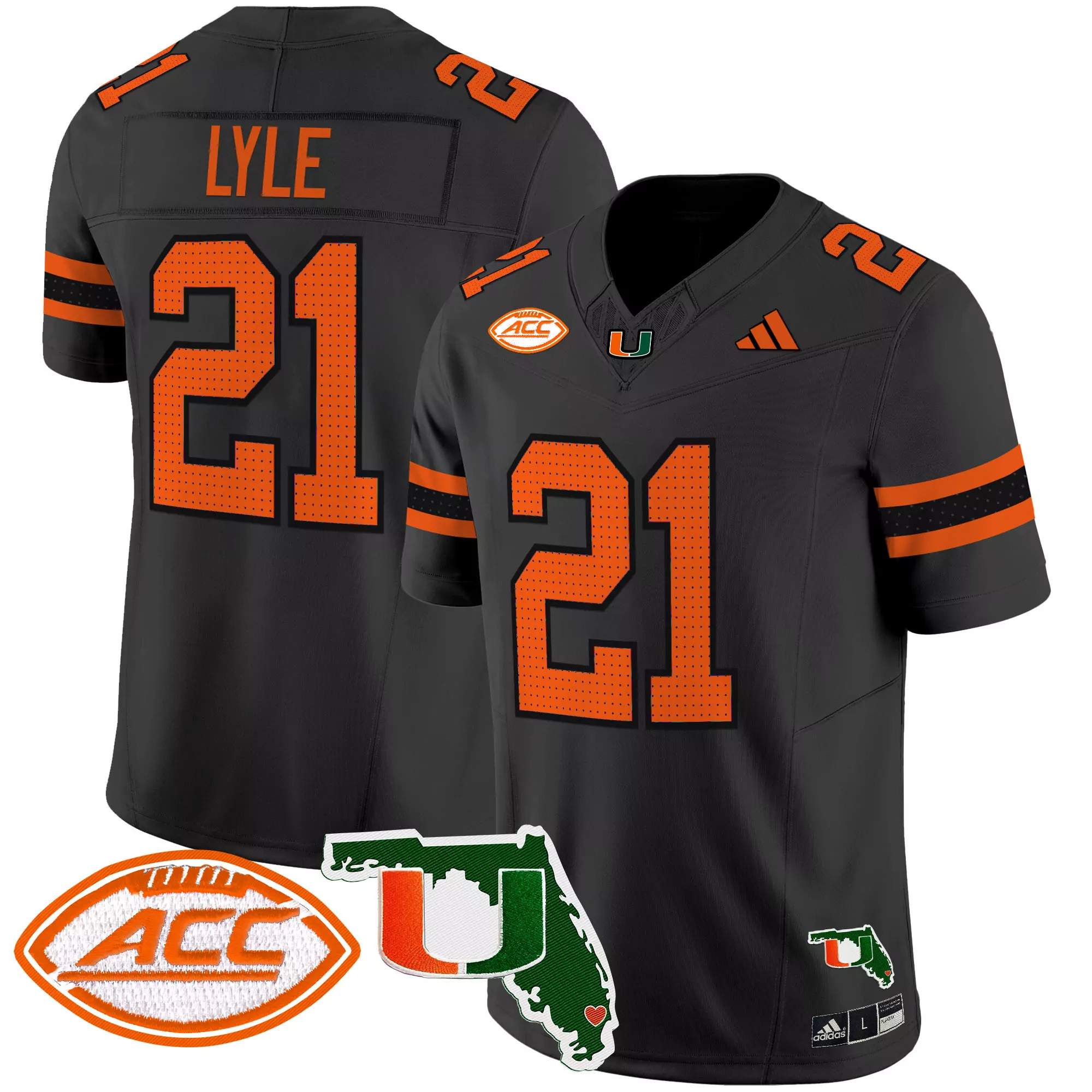 lyle 21 men s stitched vapor jersey miami hurricanes orange 2025 acc patch