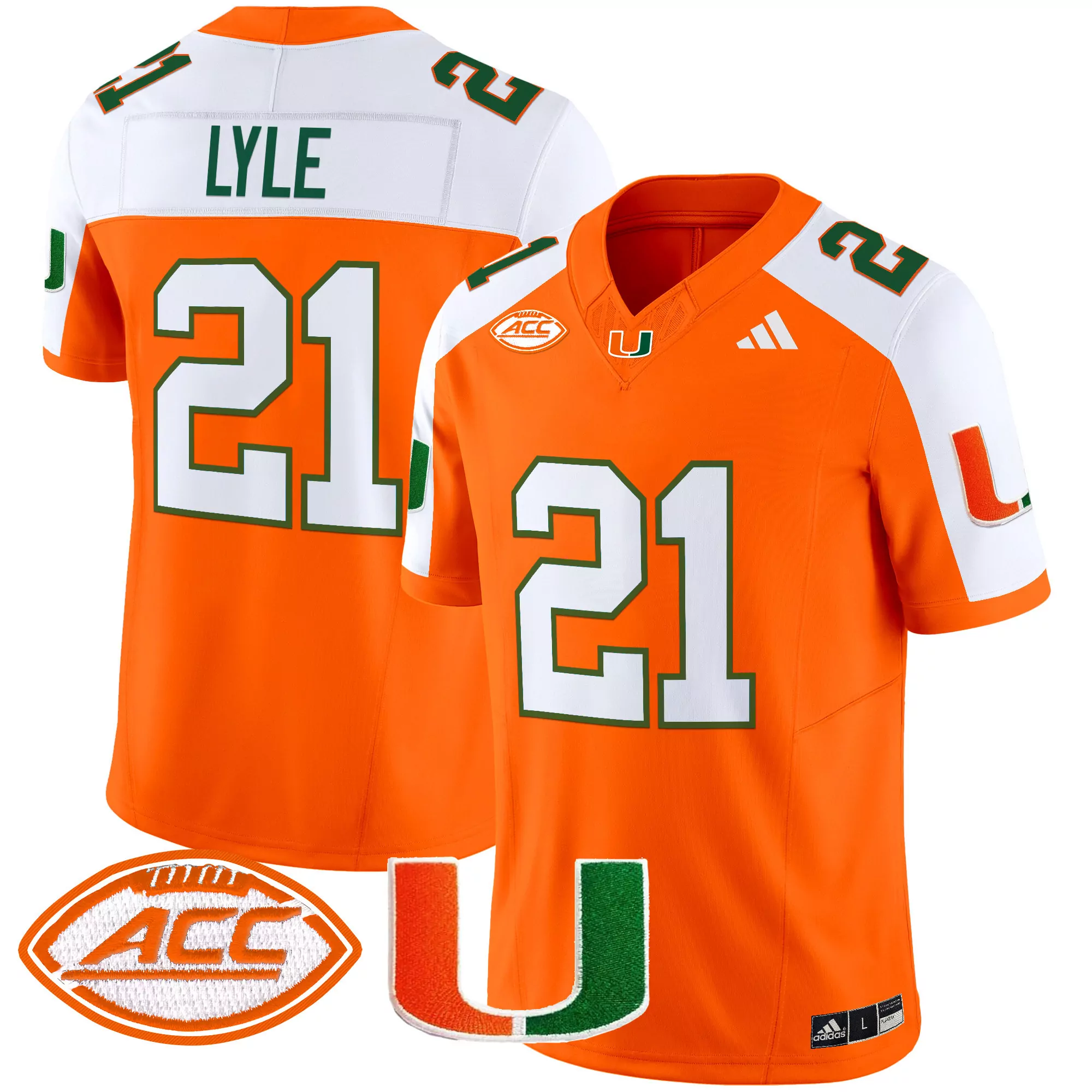 Lyle 21 Men'S Green Stitched Jersey With Acc Patch Miami Hurricanes 2025 Limited Edition