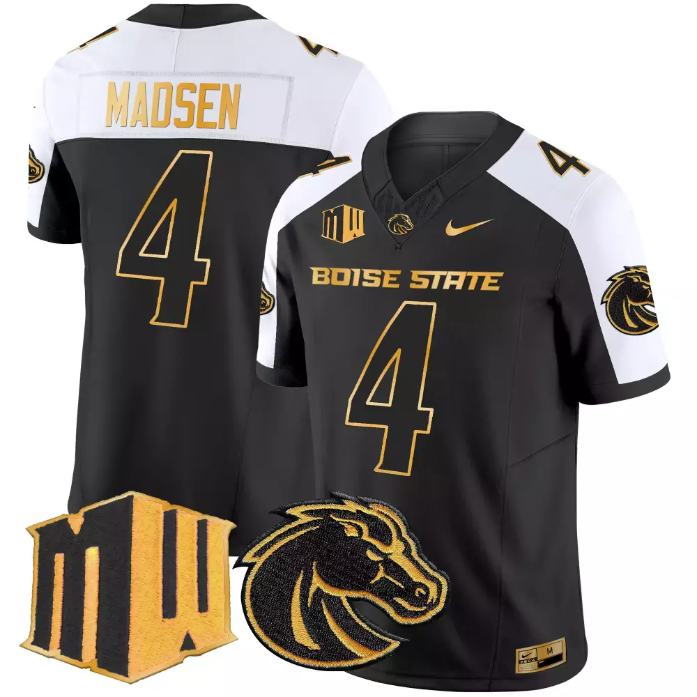 Madsen 4 Men'S Boise State Broncos 2025 Stitched Jersey Black Mw Patch