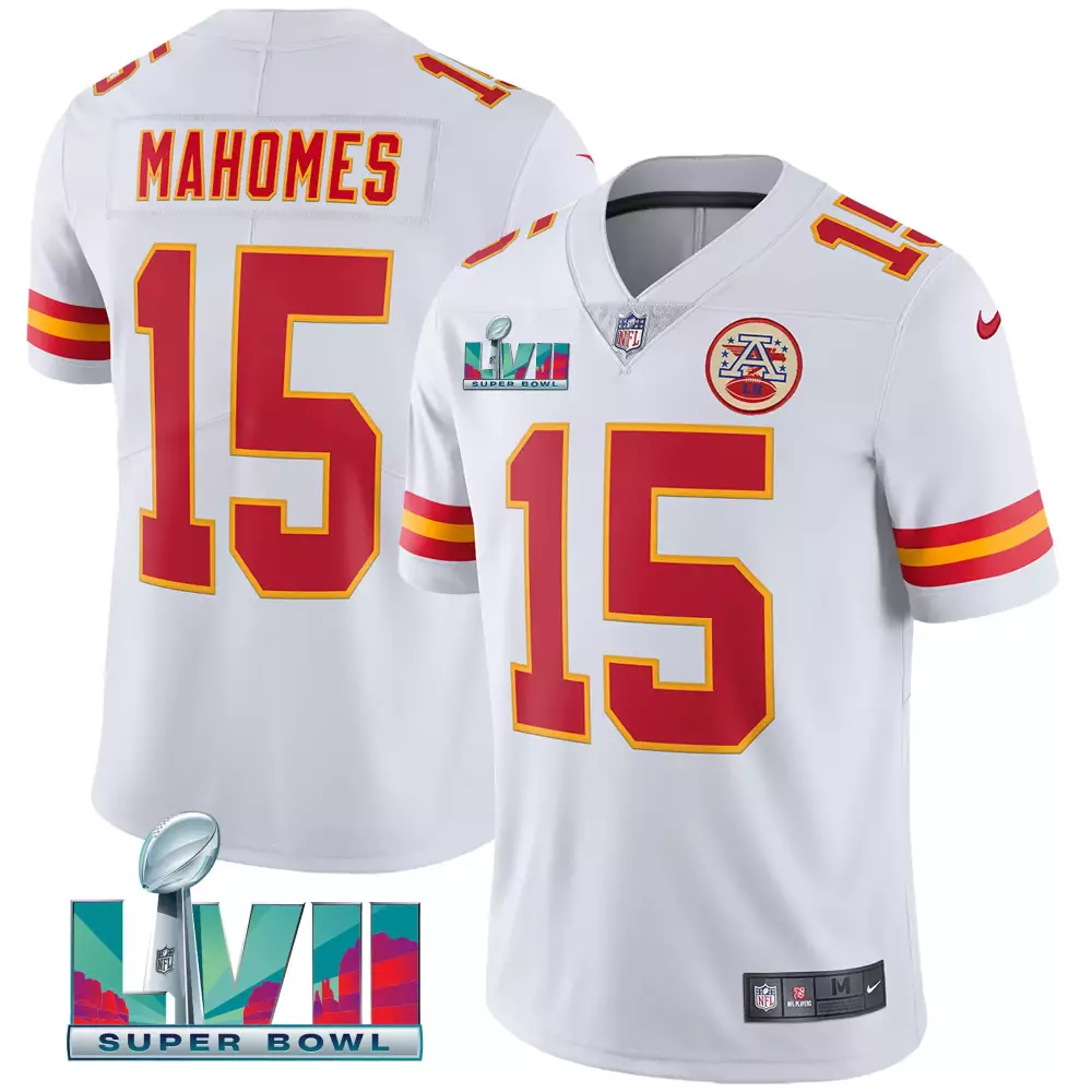 Mahomes 15 Kansas City Chiefs White Super Bowl Jersey | All Stitched Name Patch 2023 | Fan Gear for Men