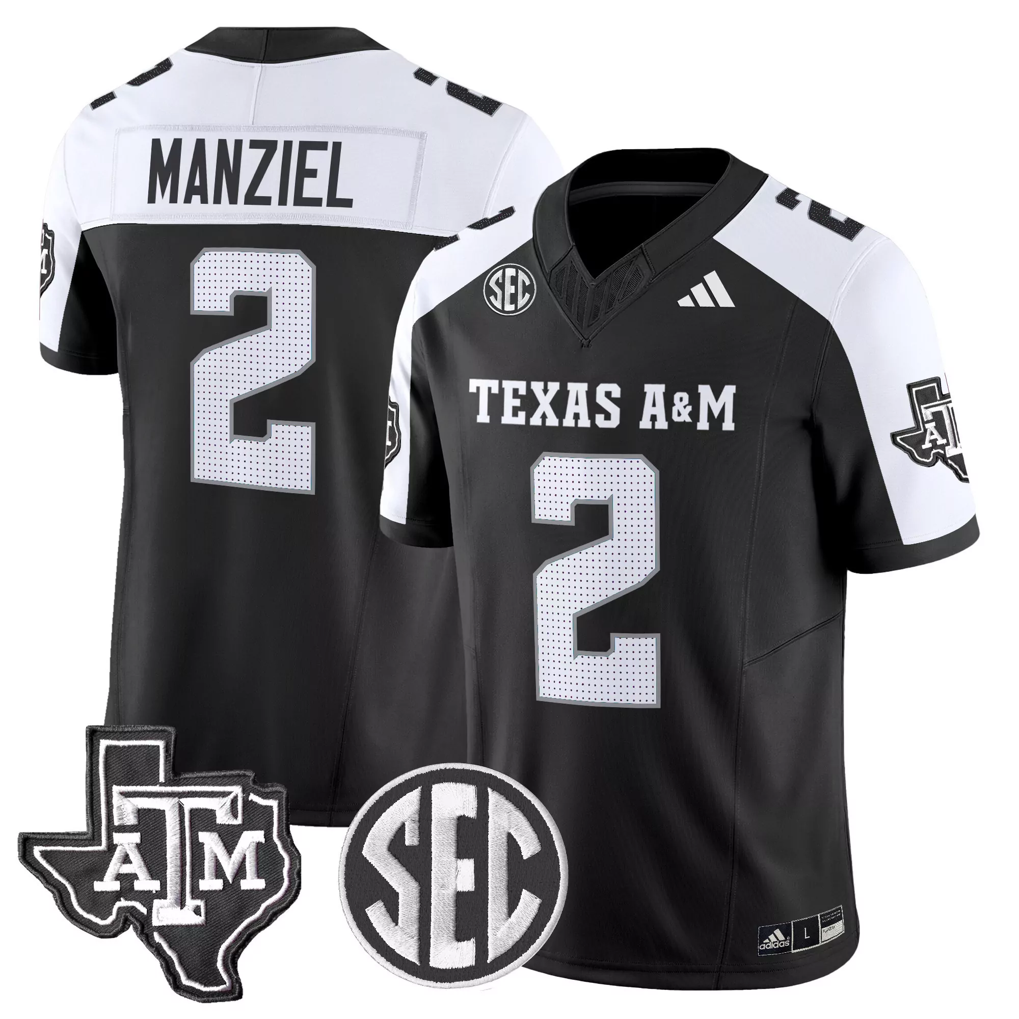 Manziel 2 Men'S Black All Stitched Jersey Texas A M Sec Patch 2025