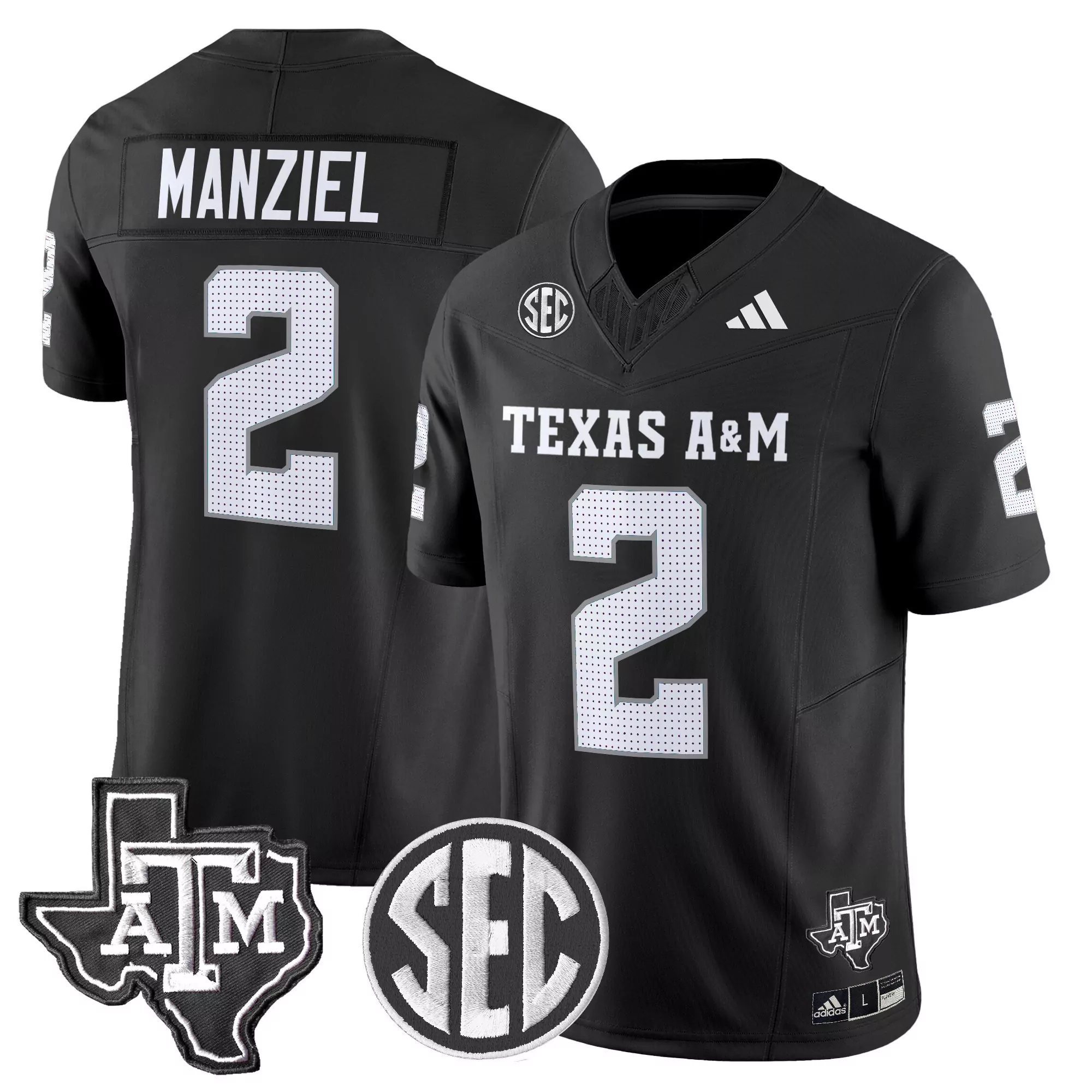 Manziel 2 Men'S Black All Stitched Jersey Texas A M Sec Patch 2025