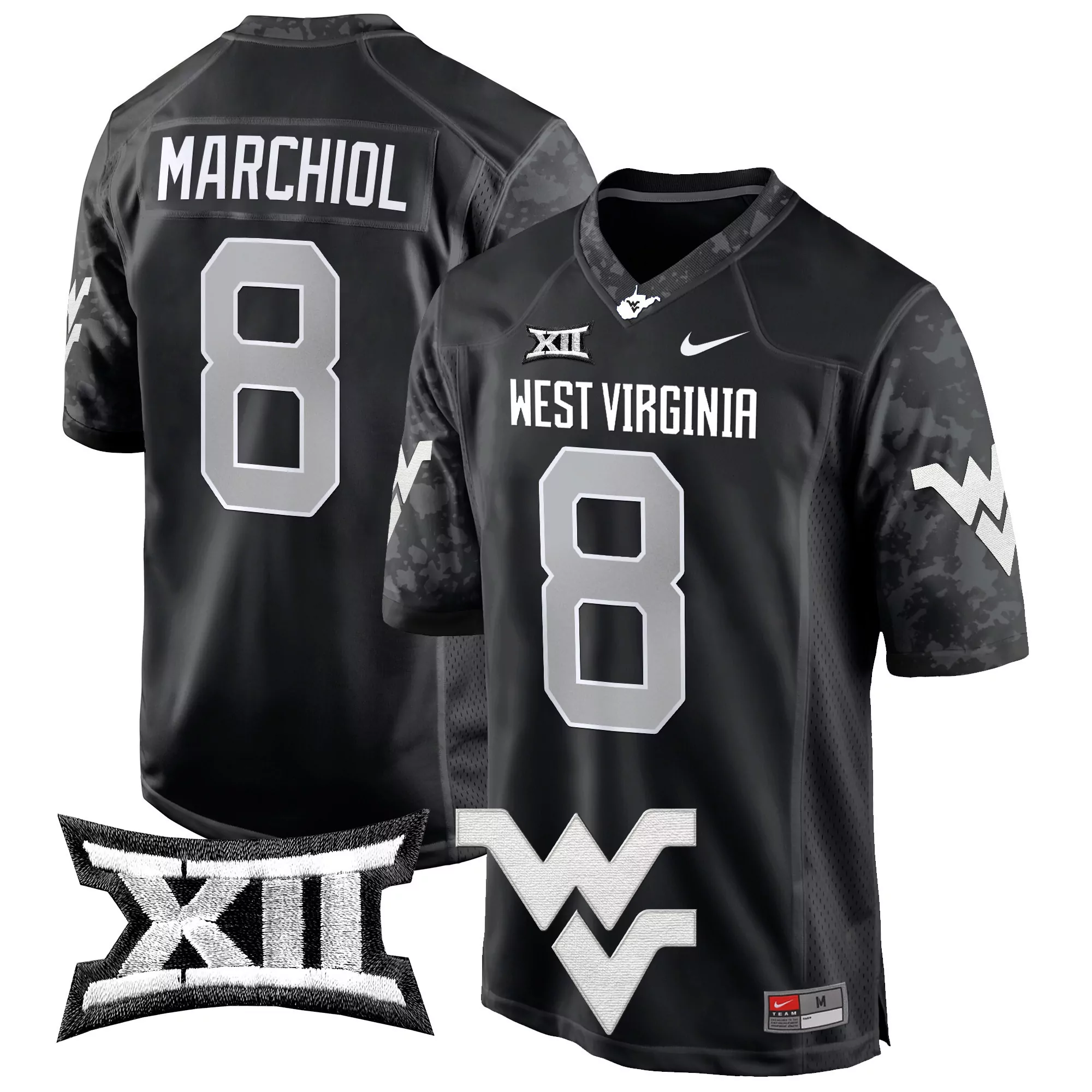 marchiol 8 men s vapor stitched jersey west virginia mountaineers black 2025 limited edition