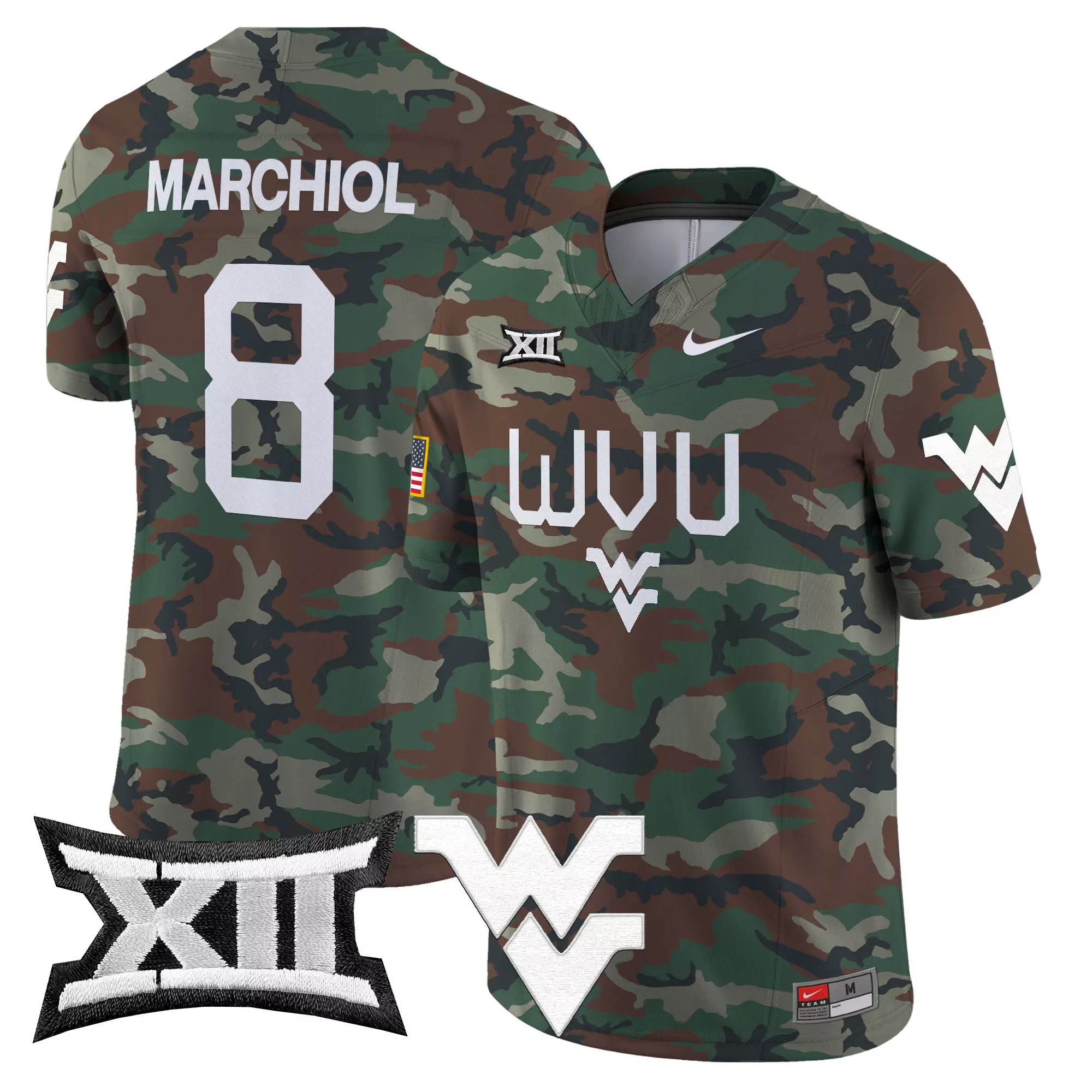 marchiol 8 men s vapor stitched jersey west virginia mountaineers black 2025 limited edition
