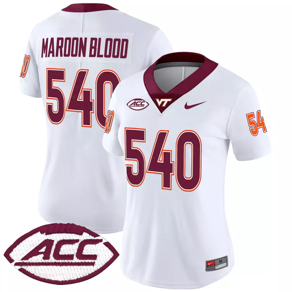 maroon blood 540 women s virginia tech hokies orange vapor stitched jersey 2025 acc patch