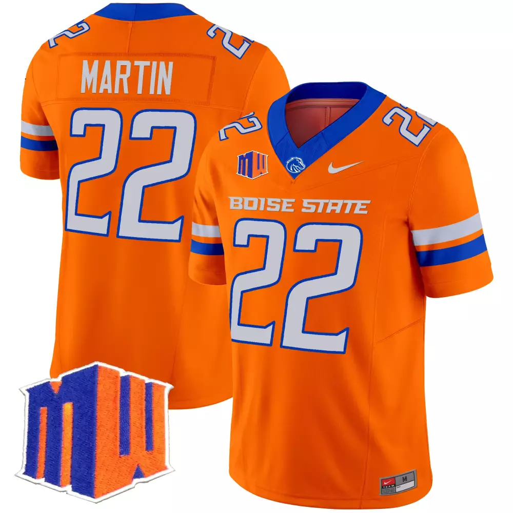 Martin 22 Boise State Broncos Orange Stitched Jersey Men'S 2025 Limited Edition Name Patch