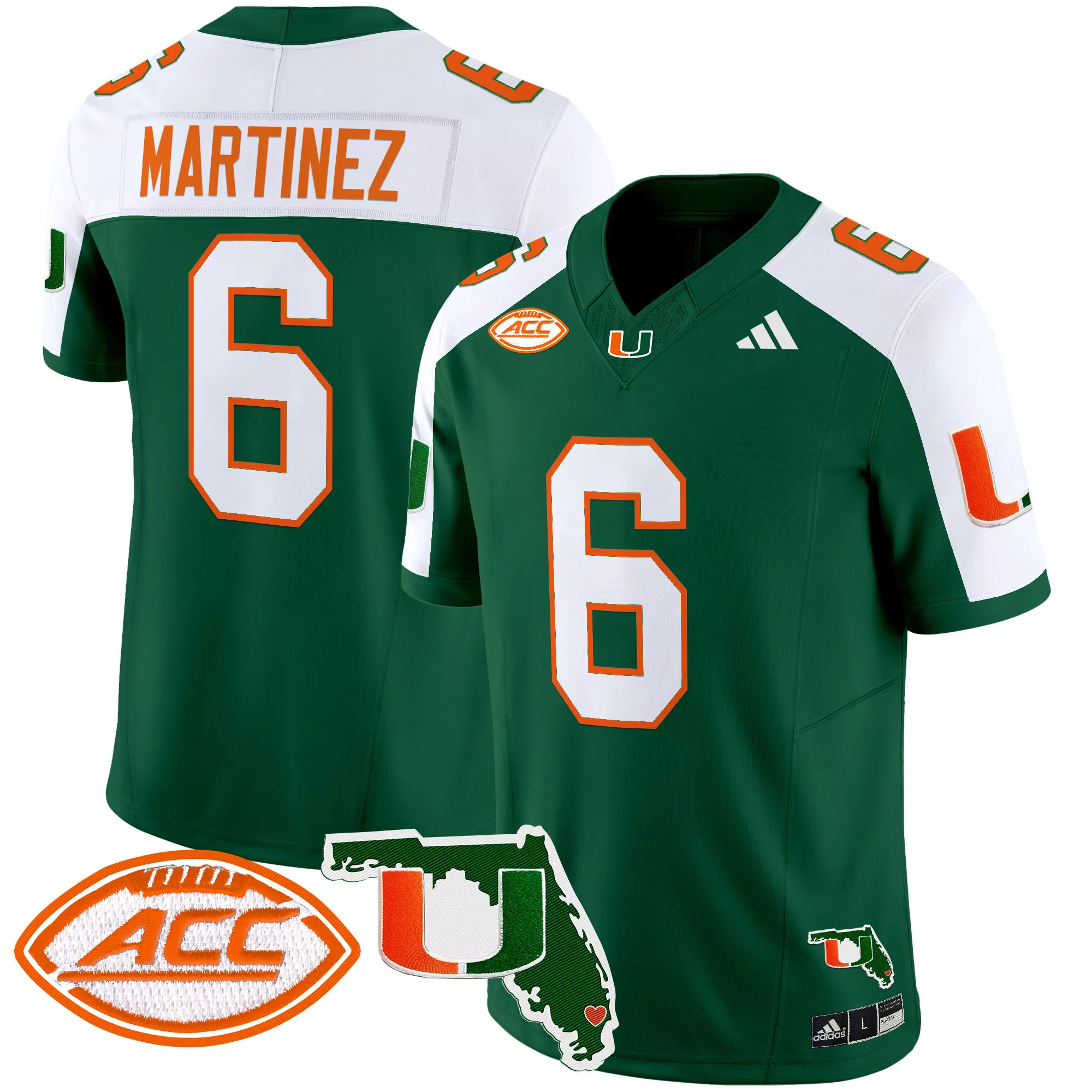martinez 6 men s vapor limited jersey orange miami hurricanes 2025 acc patch all stitched