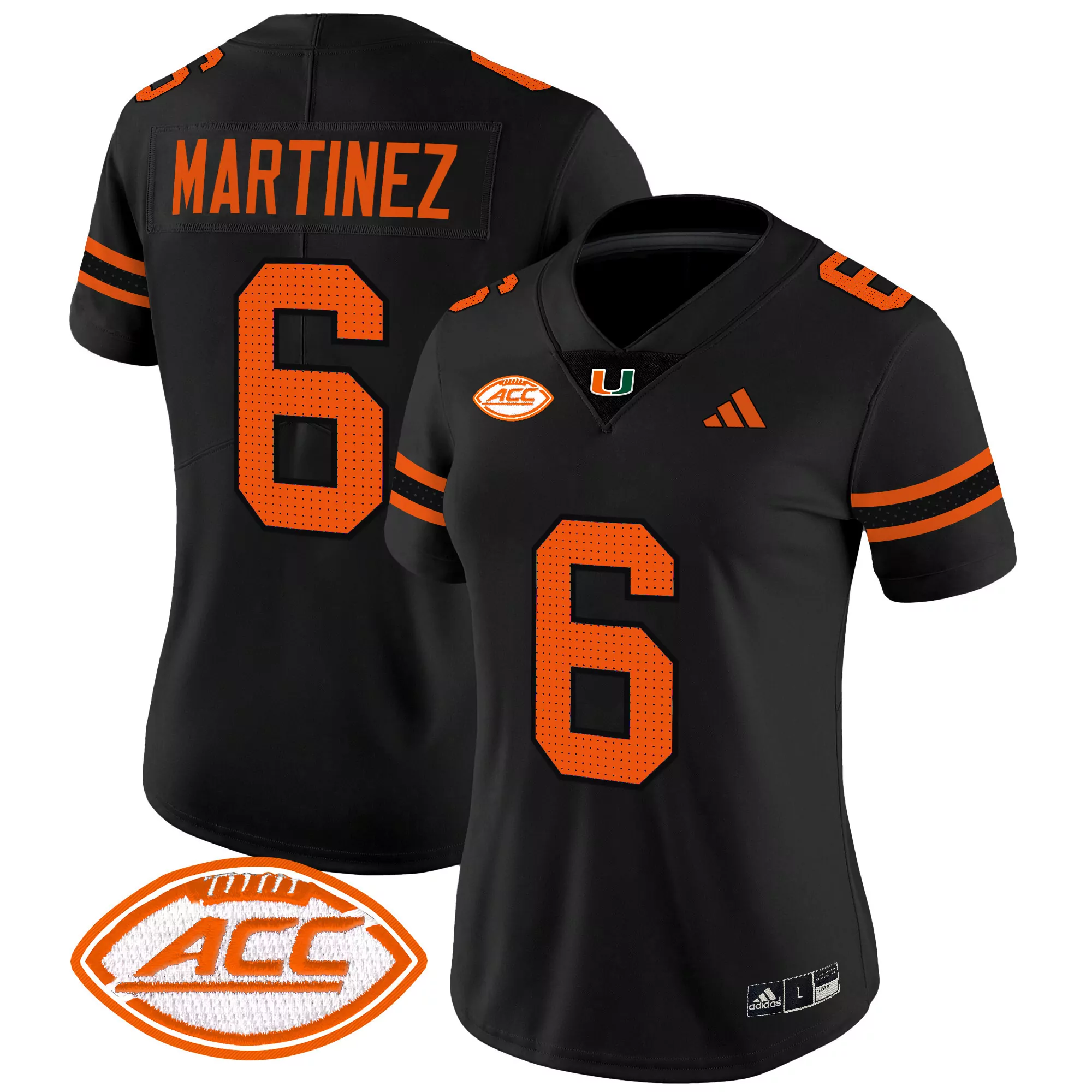 Martinez 6 Women'S Miami Hurricanes Stitched Jersey White 2021 Edition Name Patch