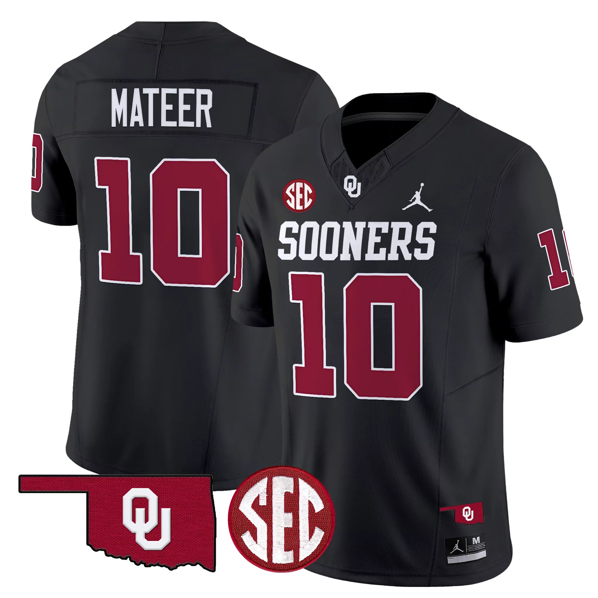 mateer 10 men s vapor jersey all stitched oklahoma sooners gray 2025 sec patch