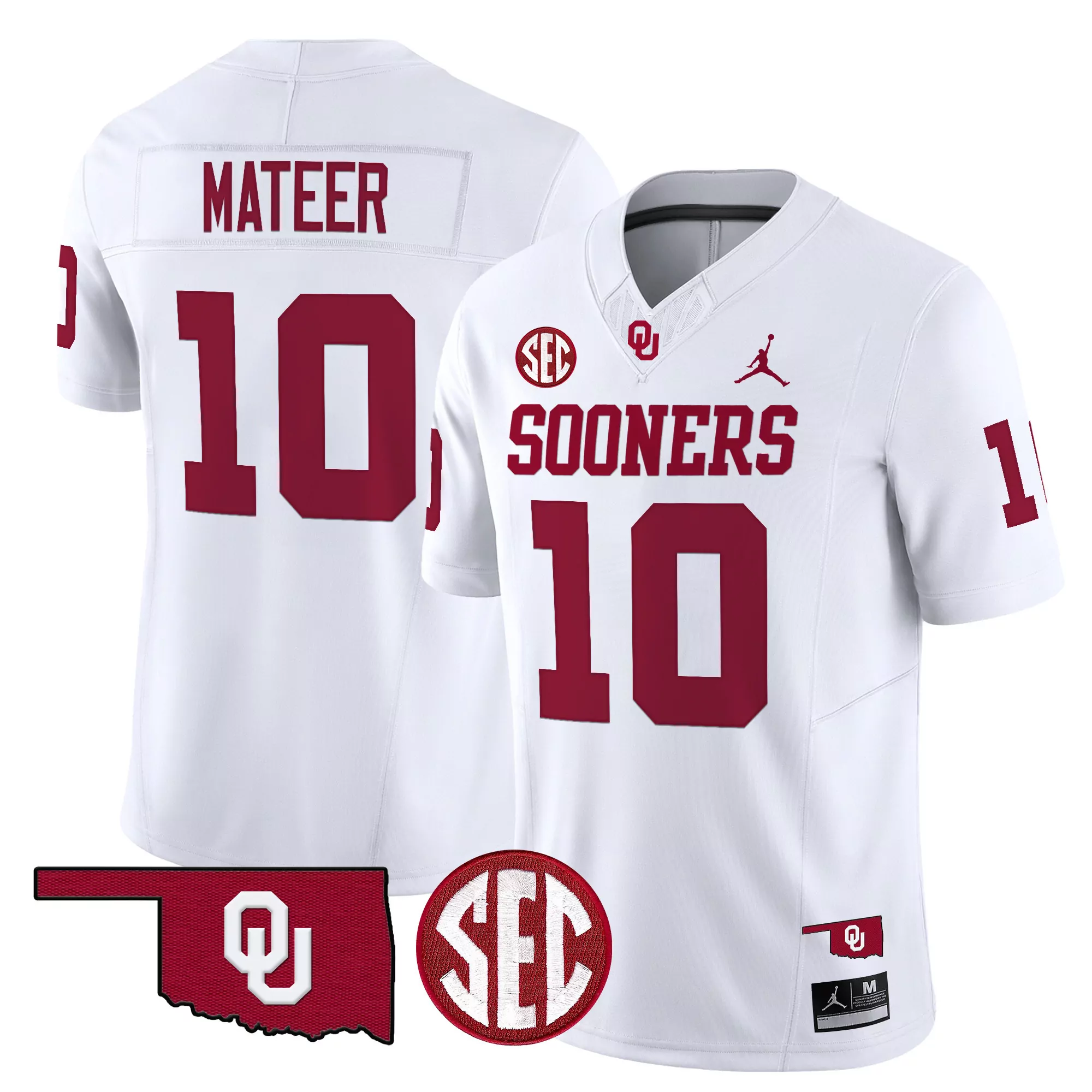 Mateer 10 Men'S Oklahoma Sooners 2025 Vapor Jersey All Stitched Embroidered Sec Patch Crimson 1