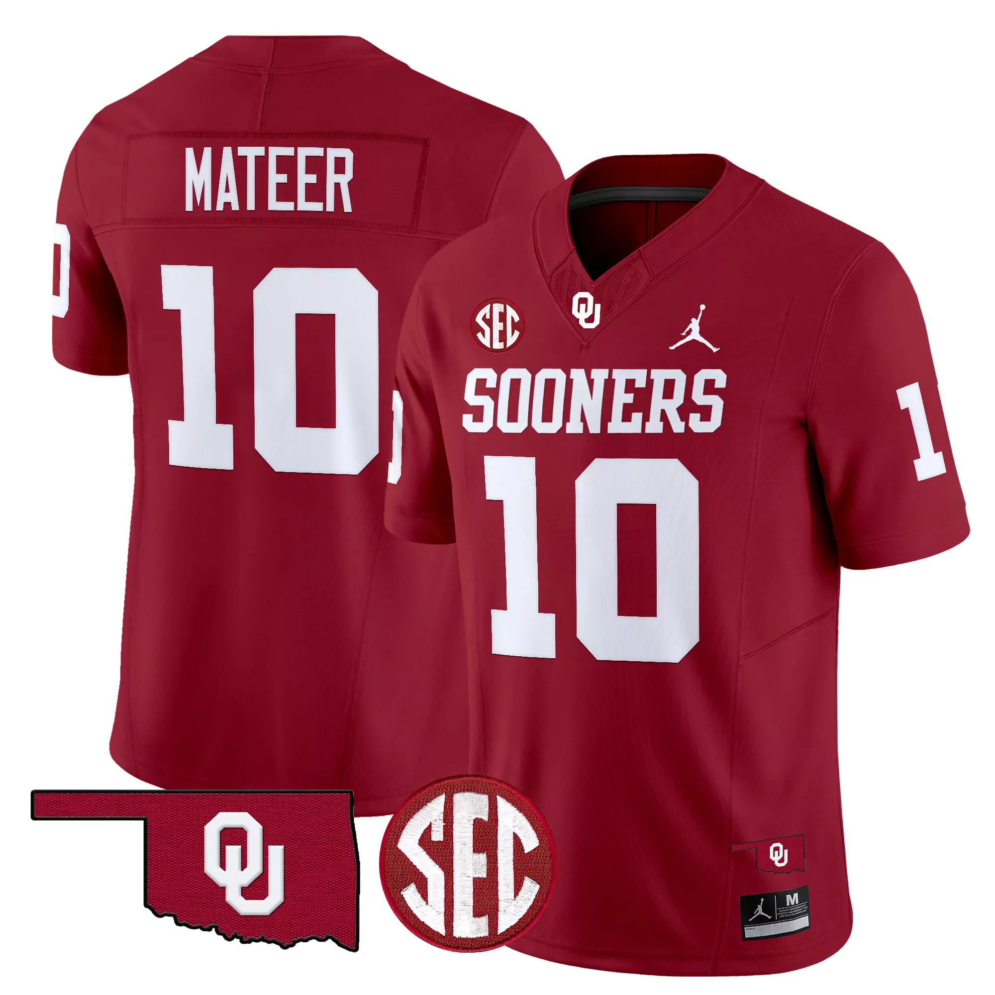 Mateer 10 Men'S Oklahoma Sooners 2025 Vapor Jersey All Stitched Embroidered Sec Patch Crimson 1