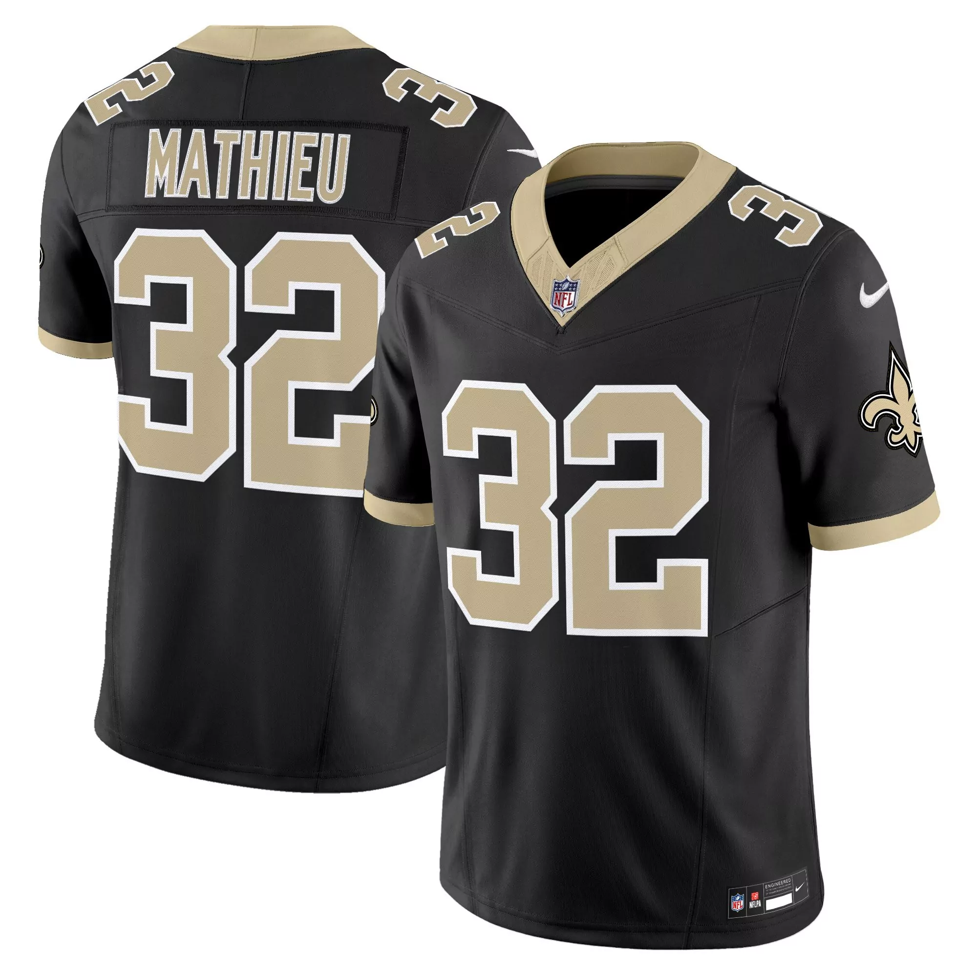 Mathieu 32 Men'S Stitched Vapor Jersey New Orleans Saints Black 2022 Name Patch 1