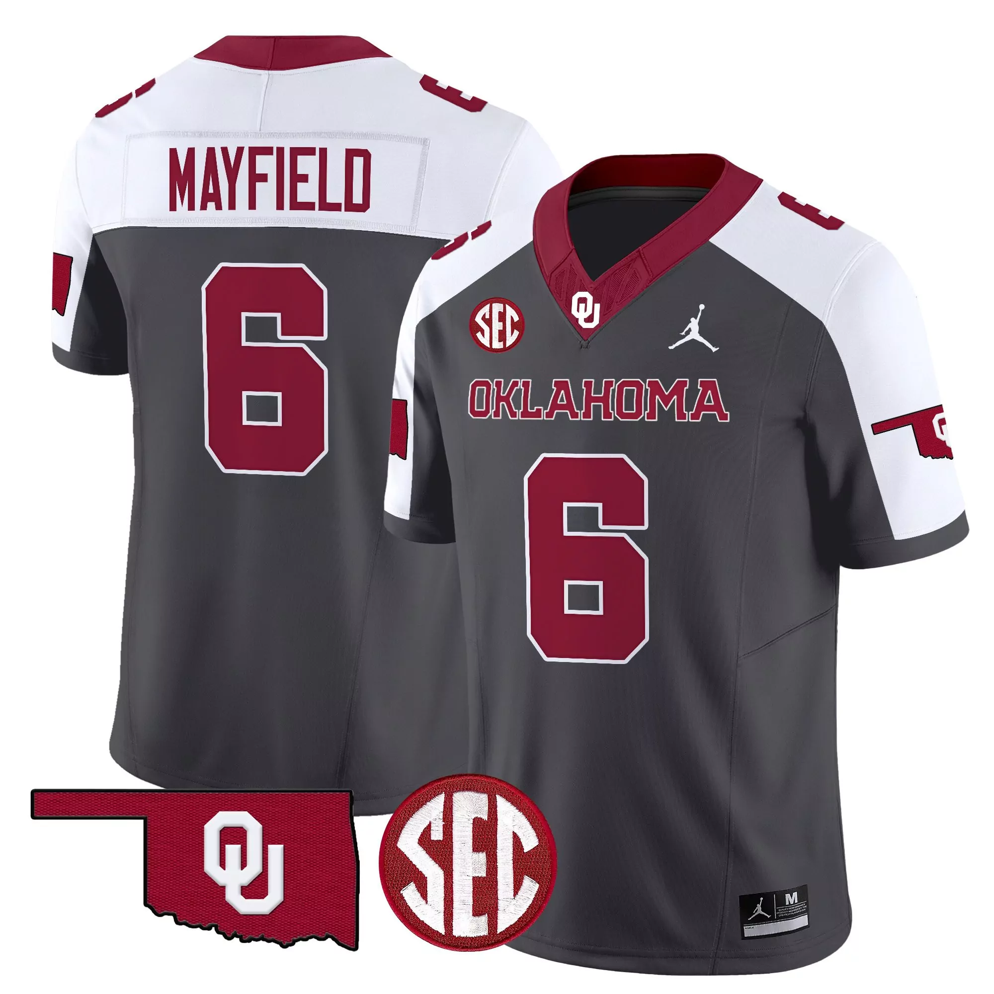 mayfield 6 men s vapor jersey oklahoma sooners 2025 limited edition gray all stitched