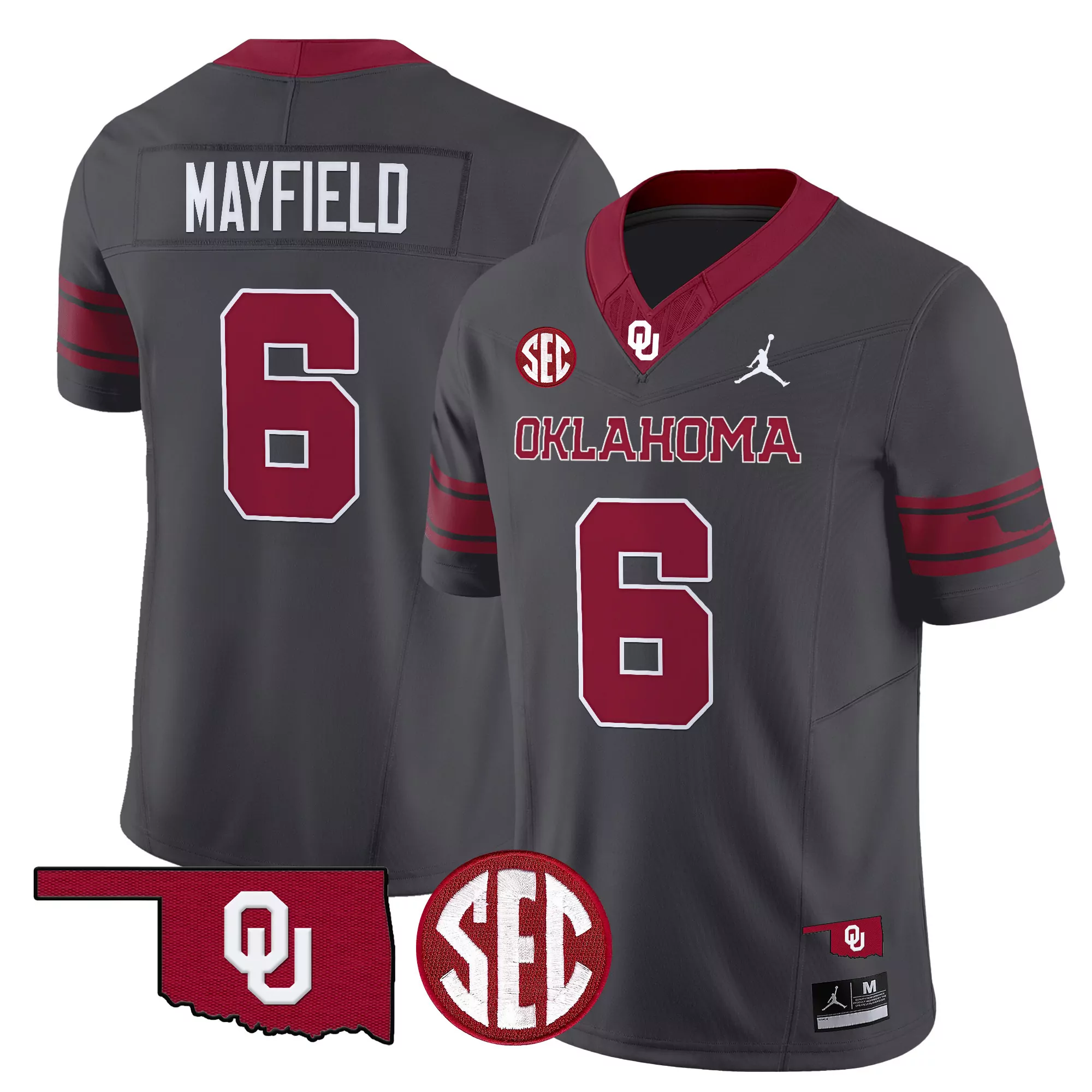 mayfield 6 men s vapor jersey oklahoma sooners 2025 limited edition gray all stitched