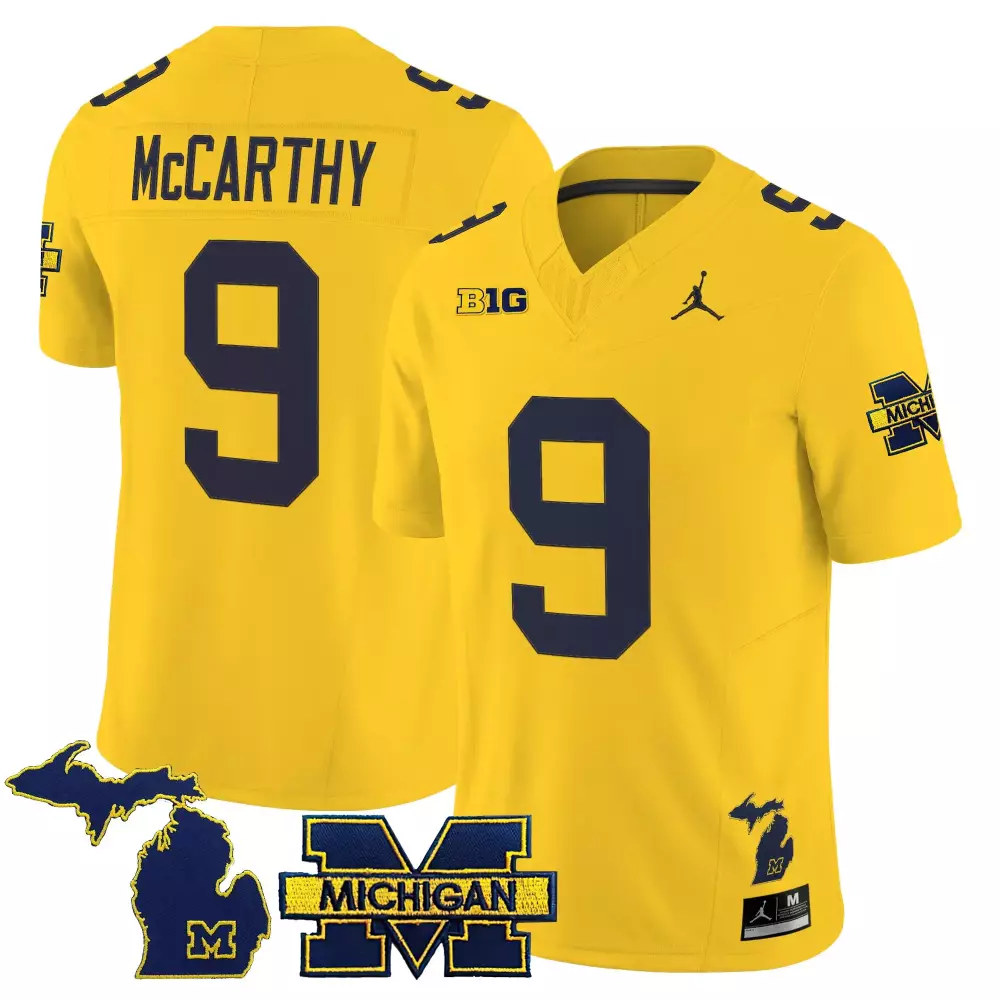 McCarthy 9 Michigan Wolverines Yellow All Stitched Vapor Jersey | 2022-23 Limited Edition | Game Day Outfit | For Men, Women & Youth