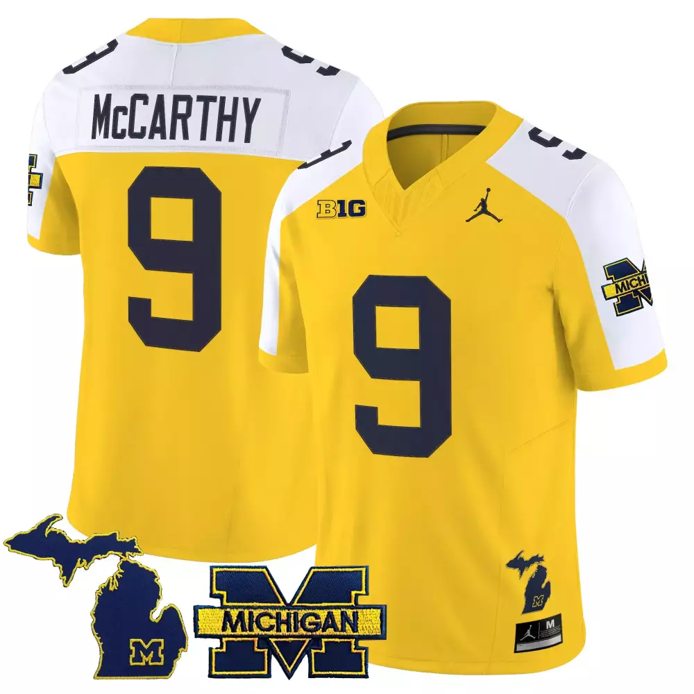 McCarthy 9 Michigan Wolverines Yellow All Stitched Vapor Jersey | 2022-23 Limited Edition | Game Day Outfit | For Men, Women & Youth