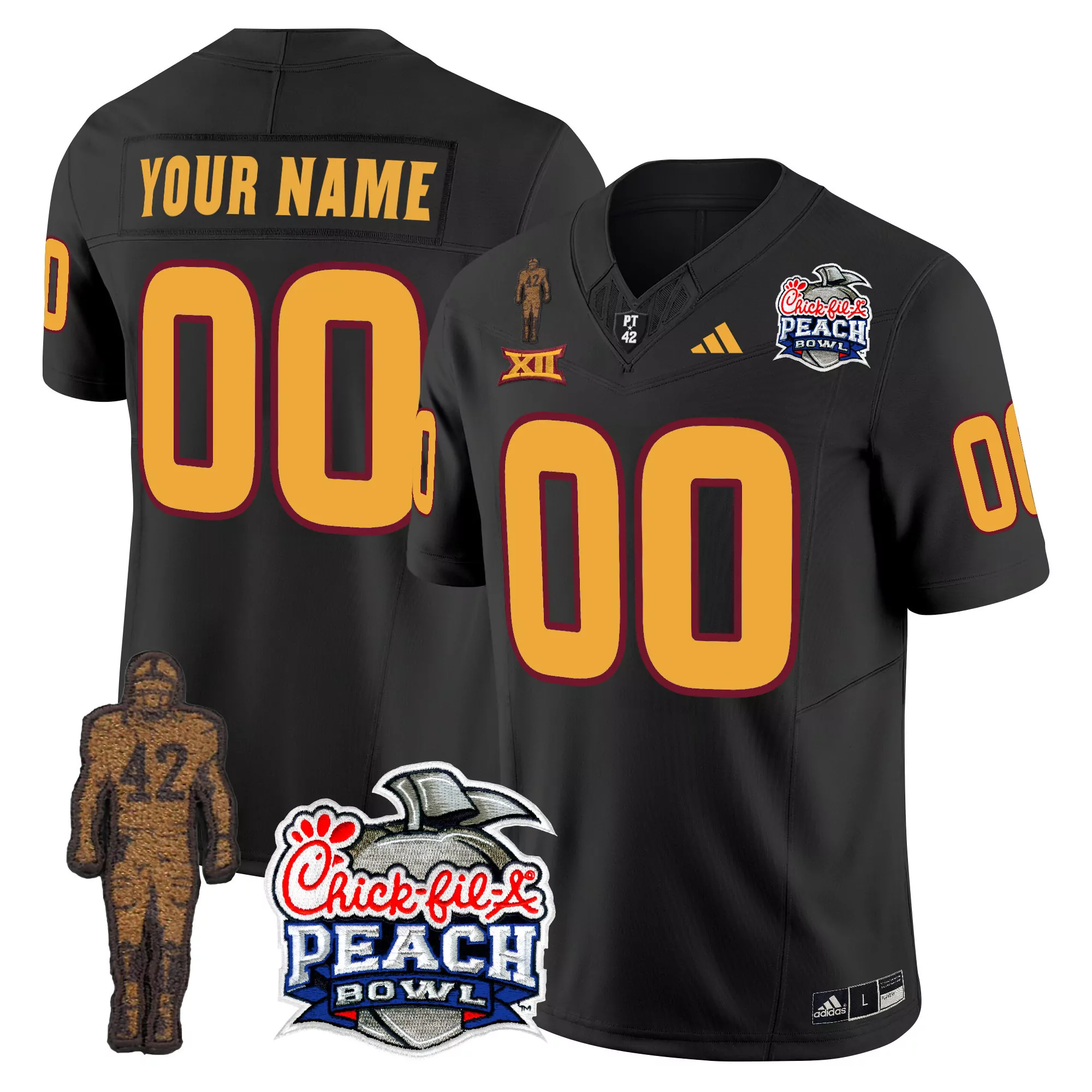 Men'S Arizona State Sun Devils Black Peach Bowl Name Patch Vapor Limited Custom Jersey All Stitched