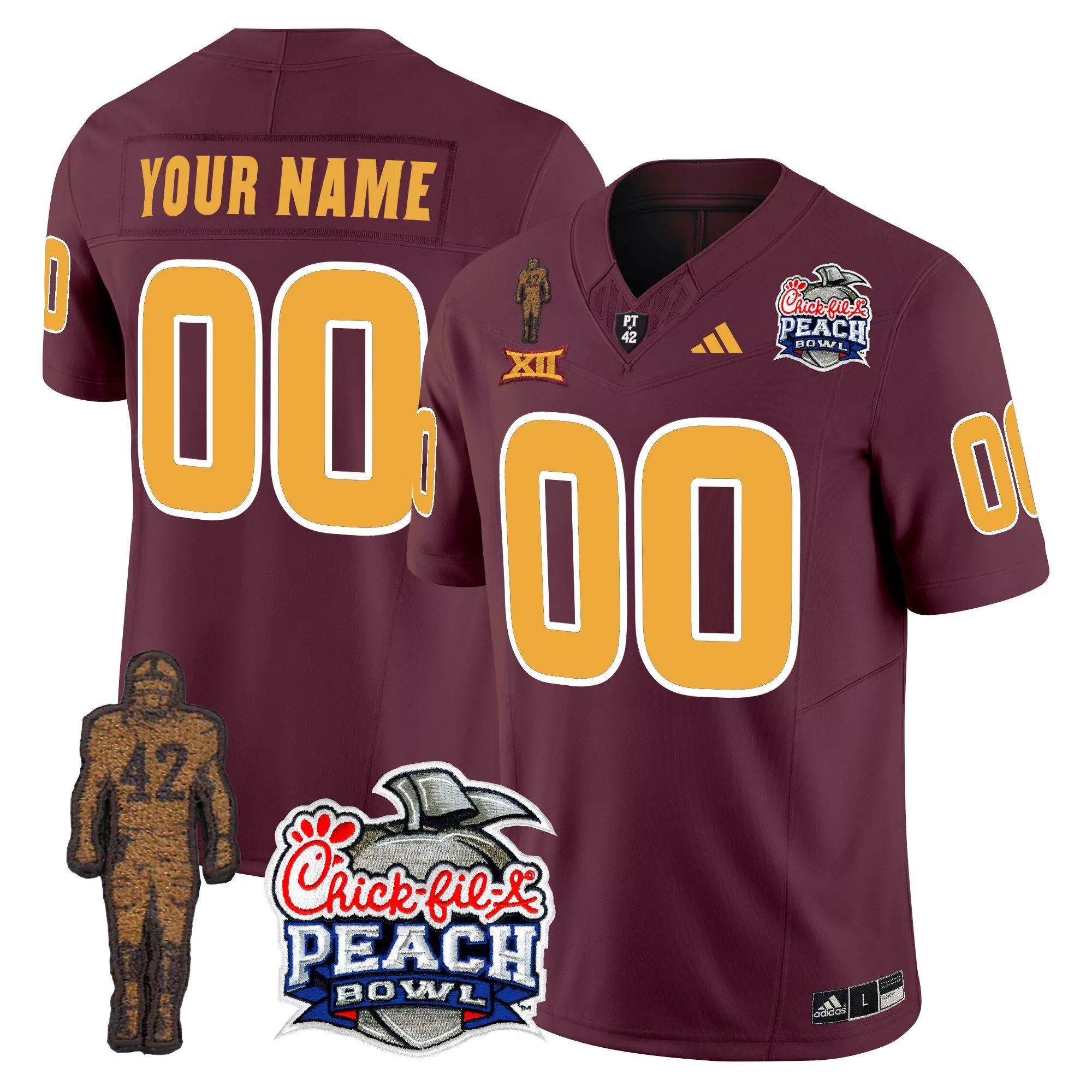Men'S Arizona State Sun Devils Black Peach Bowl Name Patch Vapor Limited Custom Jersey All Stitched