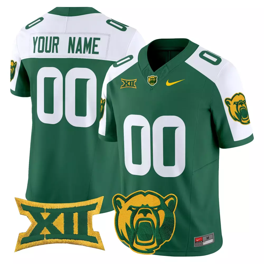 Men'S Baylor Bears Green Stitched Jersey With Name Patch 2025 Xii Patch