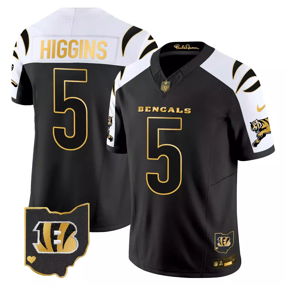 Men's Black Stitched Jersey T Higgins 5 Cincinnati Bengals 2024 | Name Patch | Fan Gear for Men, Women & Youth
