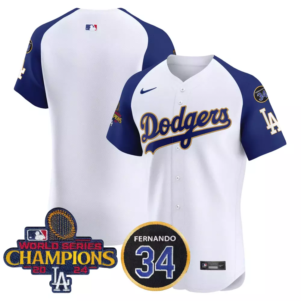 Men'S La Dodgers Fernando 34 2024 World Series Champions Stitched Jersey Team Royal