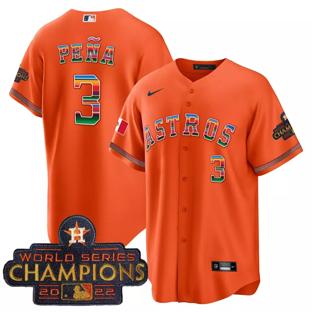 Men's Stitched Astros 2022 World Series Champions Jersey | Orange Pea 3 Name Patch | Fan Gear for All | For Men, Women & Youth