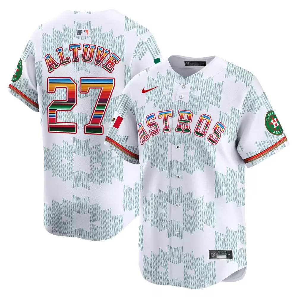 Astros Altuve 27 Limited Jersey | White Mexico Serape Style 2023 | Fan Gear for Men, Women & Youth