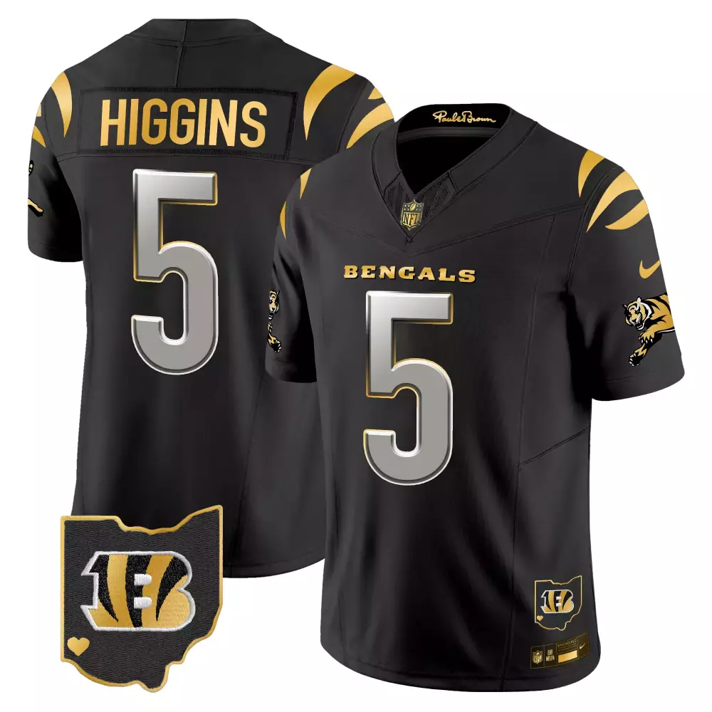 Men's Black Stitched Jersey T Higgins 5 Cincinnati Bengals 2024 | Name Patch | Fan Gear for Men, Women & Youth