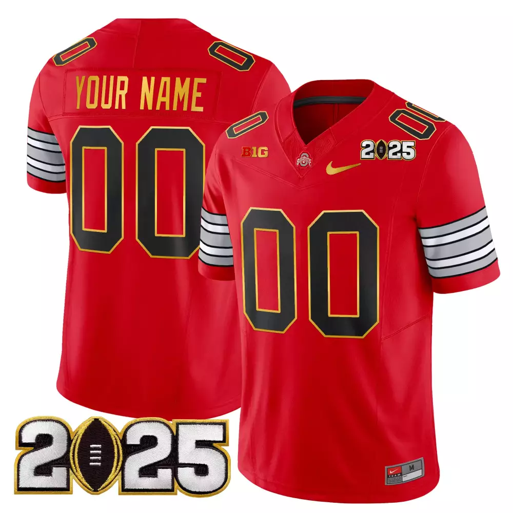 Men'S Stitched Jersey Ohio State Buckeyes Red With Name Patch 2025 1