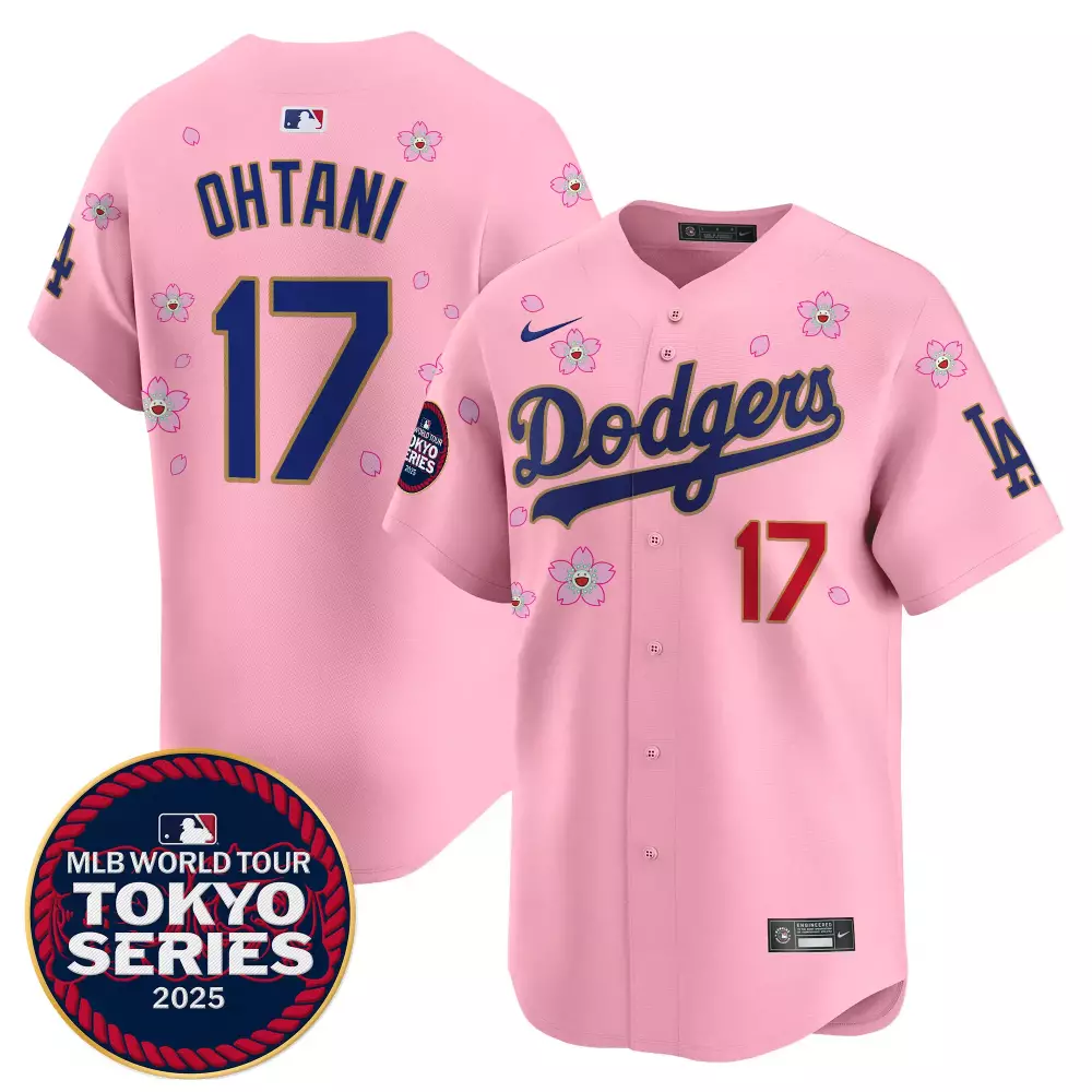 Men'S Stitched Pink Dodgers 2025 Tokyo Series Jersey Ohtani 17 Name Patch