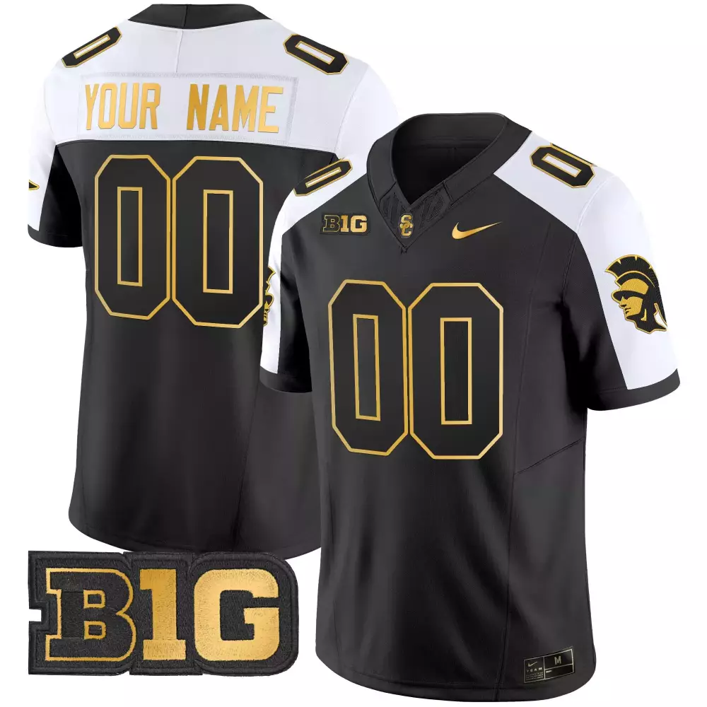 Men'S Usc Trojans Black Stitched Jersey With Name Patch 2025 B1G Limited Edition