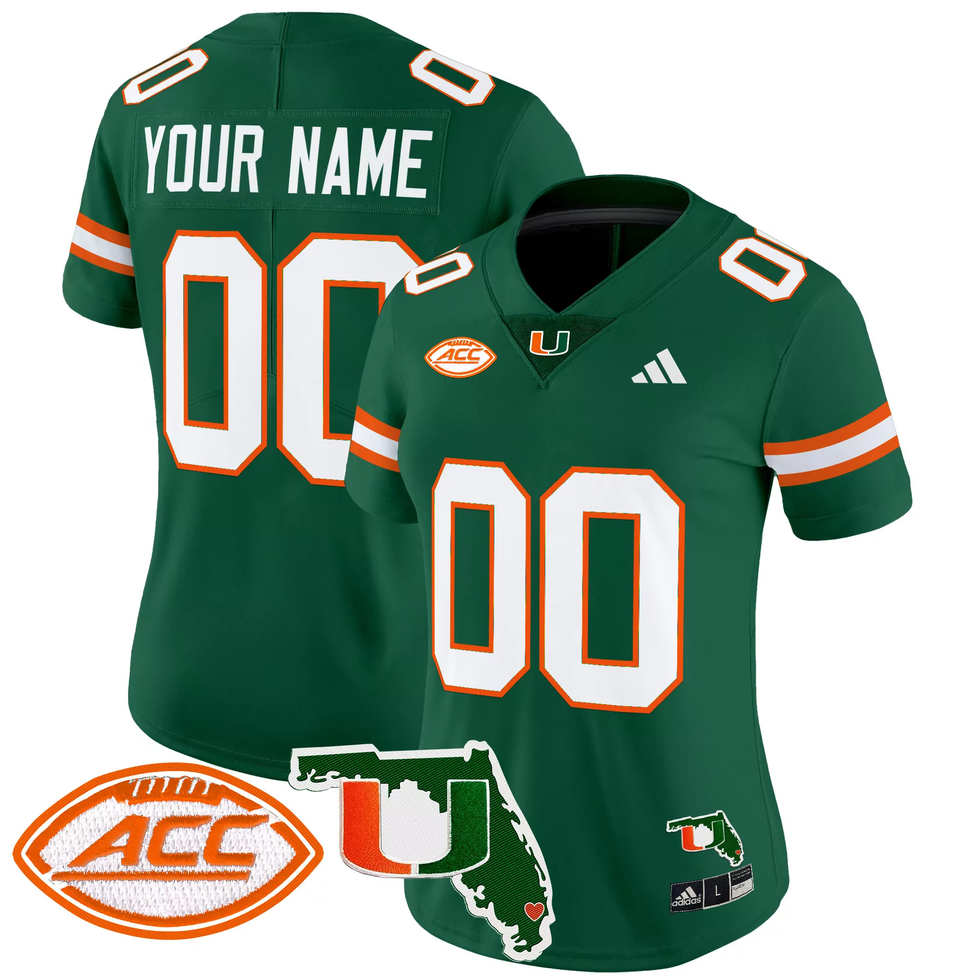 Miami Hurricanes Women'S Orange All Stitched Jersey With Name Patch 2025