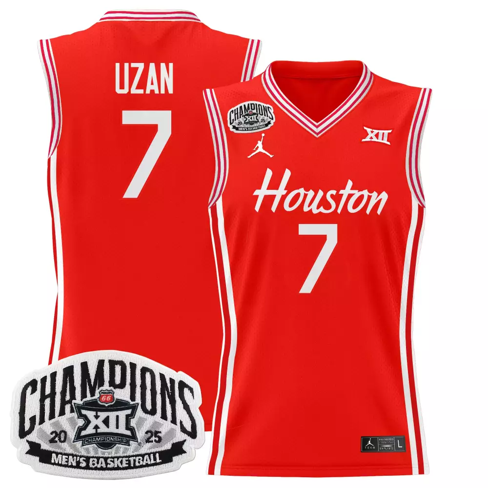 Milos Uzan 7 Houston Cougars 2025 Basketball Jersey All Stitched Red Men'S Style Name Patch
