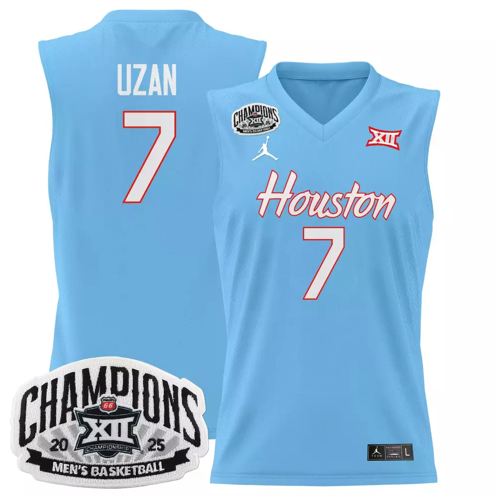 Milos Uzan 7 Houston Cougars 2025 Basketball Jersey All Stitched Red Men'S Style Name Patch