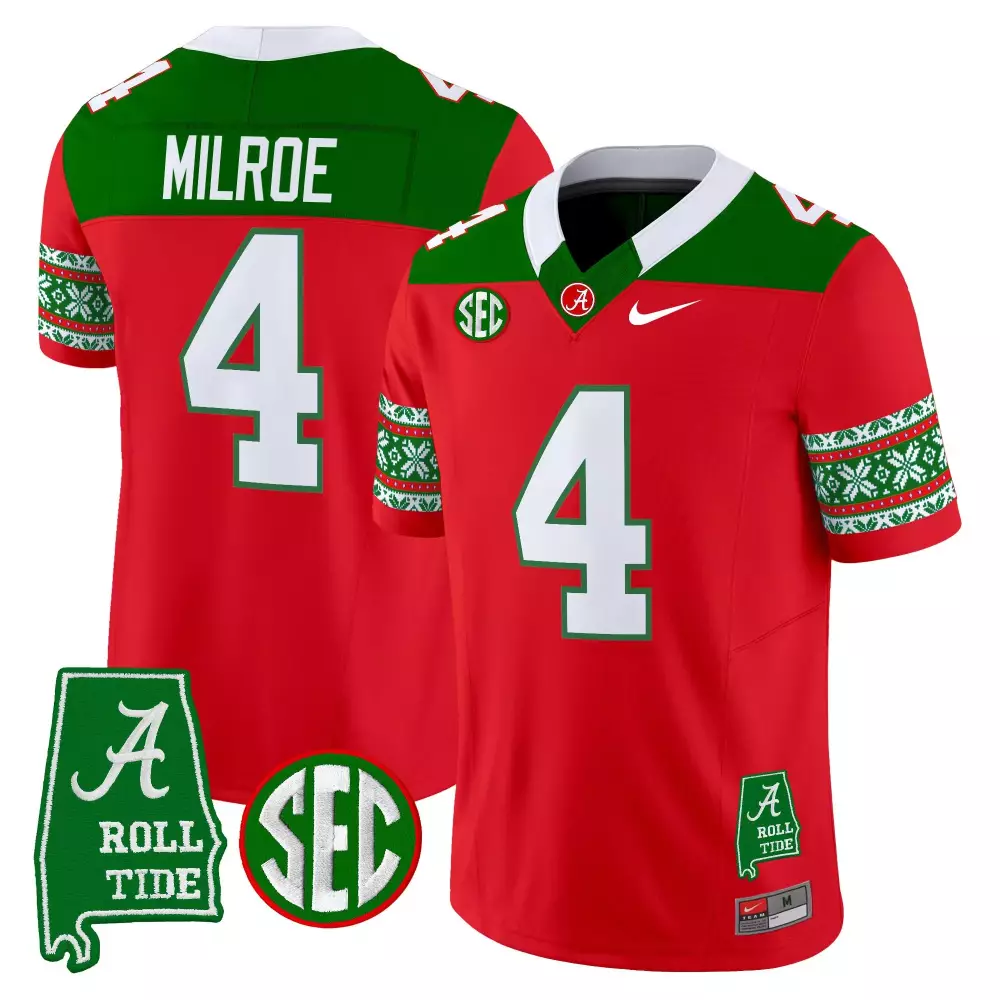 Milroe 4 Alabama Crimson Tide White Vapor Jersey | 2023 Embroidered Patches | Game Day Outfit | For Men, Women & Youth