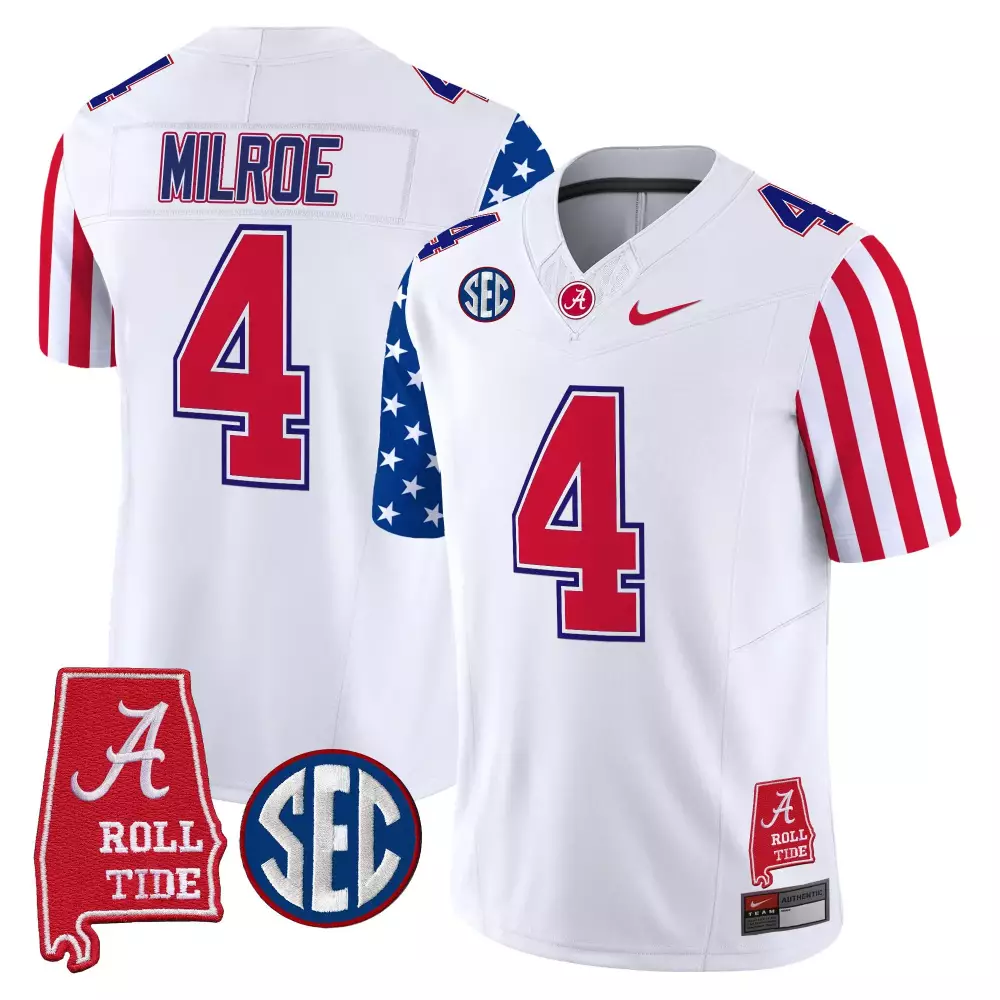 Milroe 4 Men's Alabama Crimson Tide White Stitched Jersey | 2023 Name Patch | Limited Edition | For Men