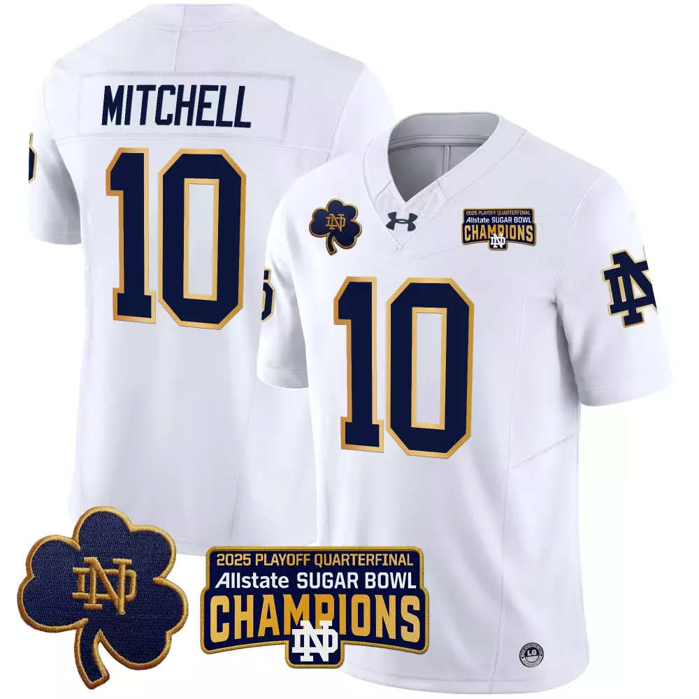 Mitchell 10 Men'S Stitched Jersey Navy Notre Dame Fighting Irish Sugar Bowl Champions 2025