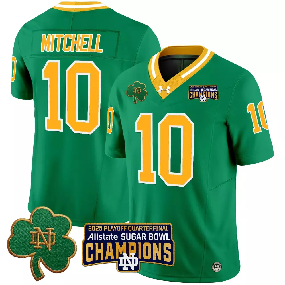 mitchell 10 notre dame fighting irish white jersey 2024 men s vapor limited all stitched