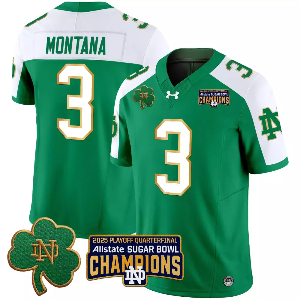 Montana 3 Men'S Notre Dame Fighting Irish Black Stitched Jersey With Name Patch 2025