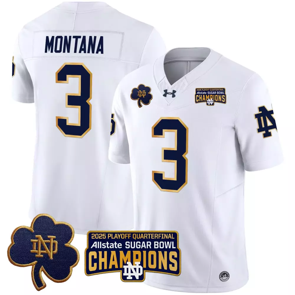 Montana 3 Men'S Stitched Jersey Notre Dame Fighting Irish Navy 2025 Sugar Bowl Champions