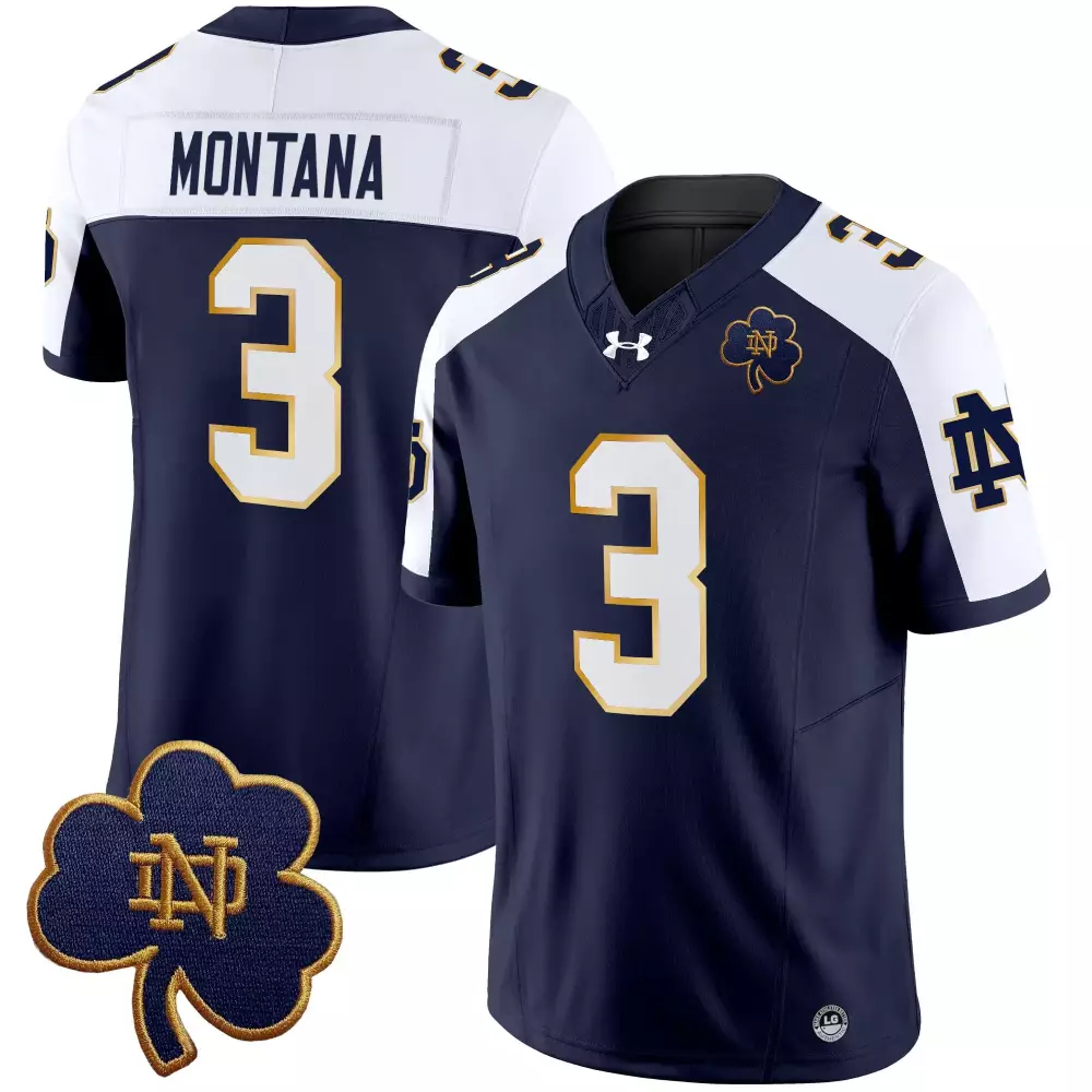 Montana 3 Men'S Stitched Vapor Jersey Notre Dame Fighting Irish Green 2025 Champions Name Patch