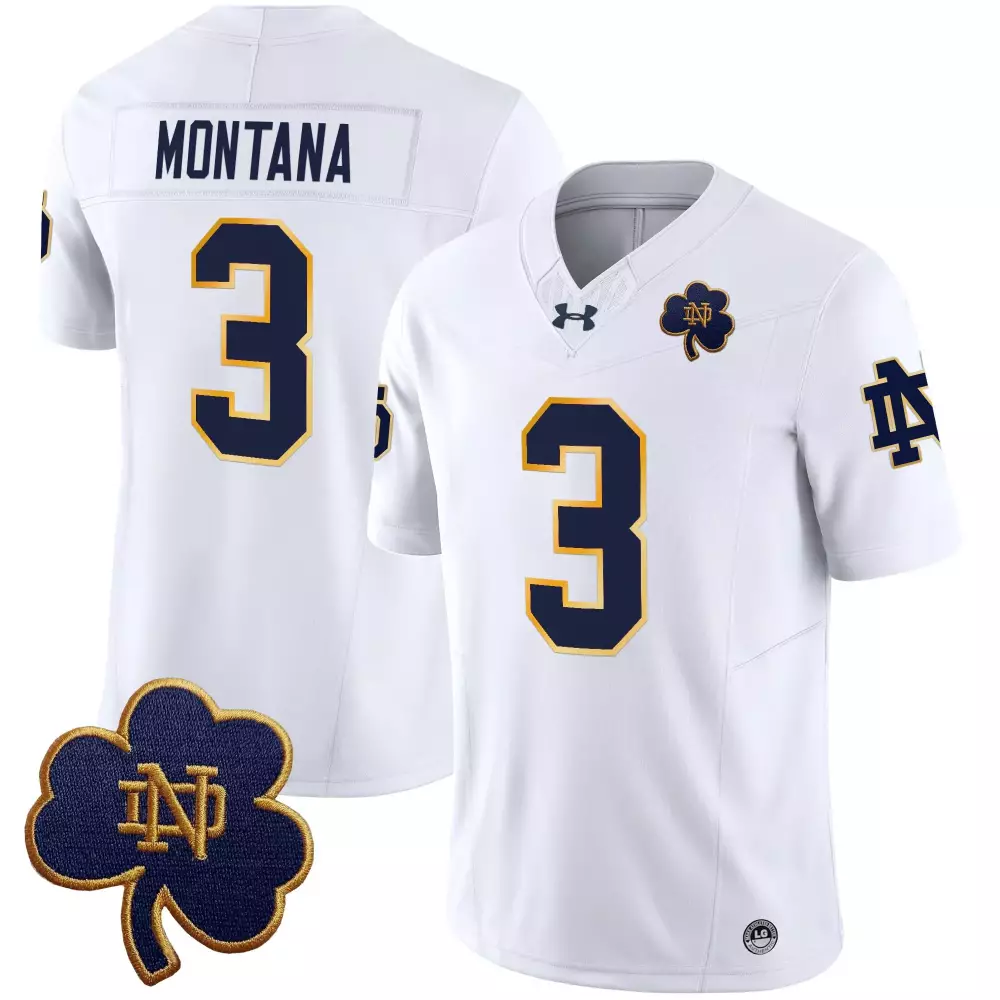 Montana 3 Men'S Stitched Vapor Jersey Notre Dame Fighting Irish Green 2025 Champions Name Patch
