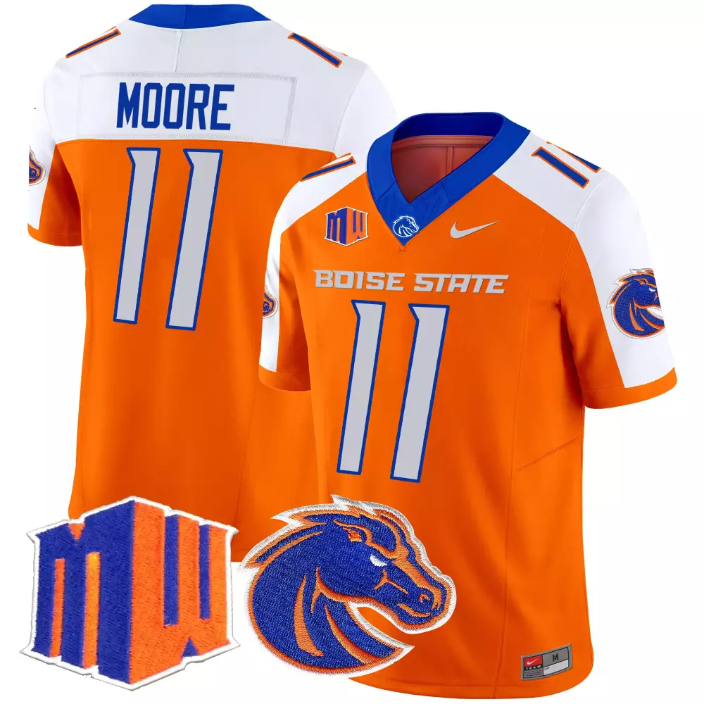 Moore 11 Men'S Boise State Broncos 2025 Blue Stitched Jersey With Name Patch