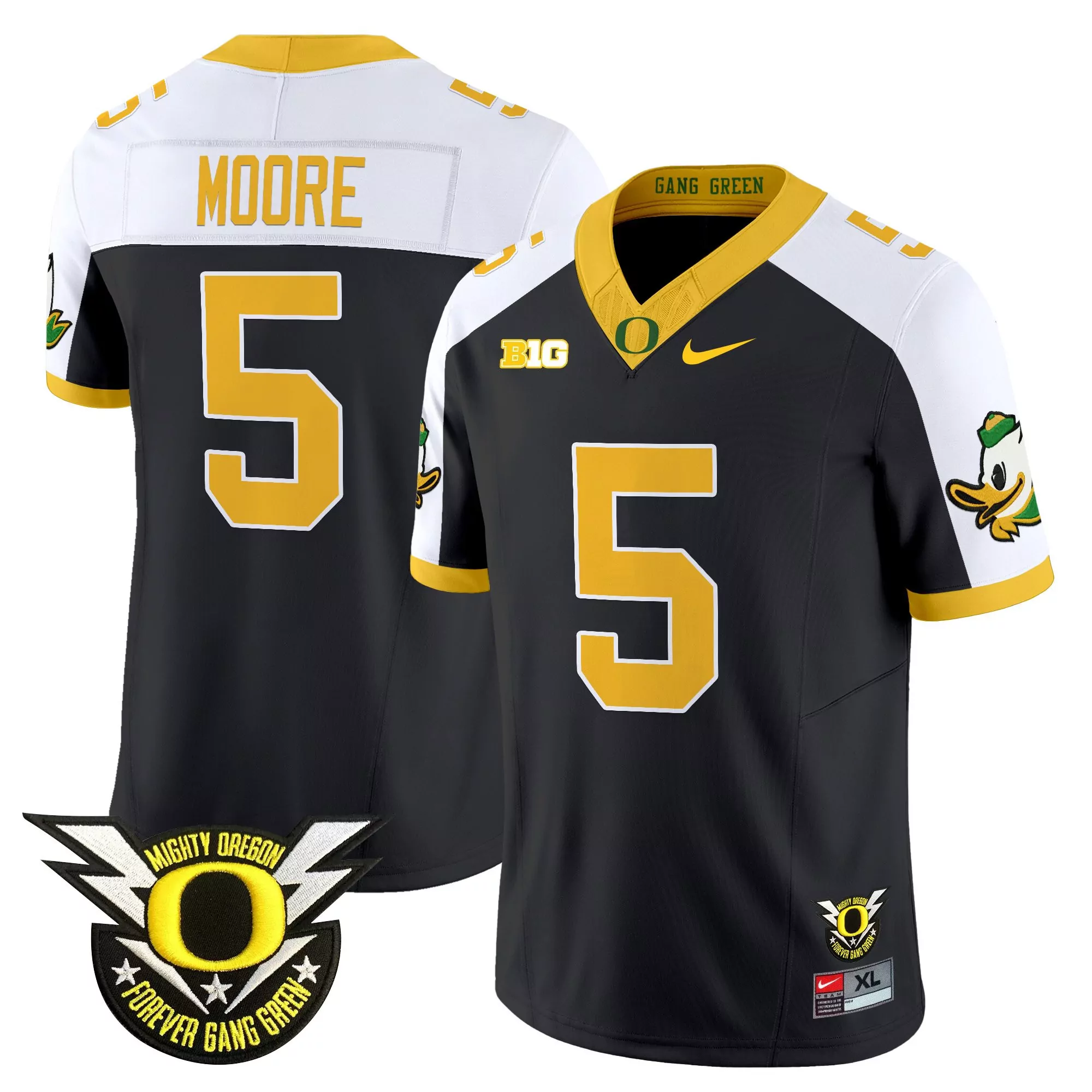 Moore 5 Men'S Stitched Jersey Oregon Ducks Gang Green 2025 Name Patch