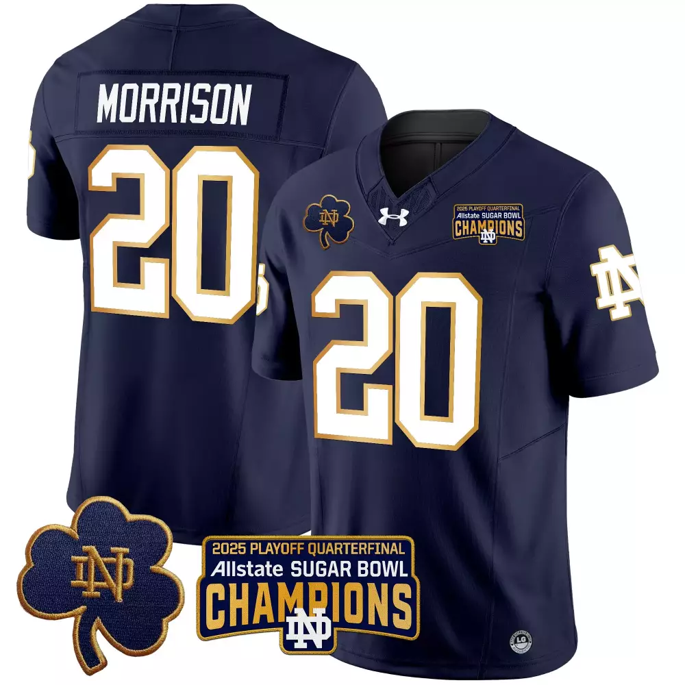 Morrison 20 Men'S Stitched Jersey Green Notre Dame Fighting Irish 2025 Sugar Bowl Champions