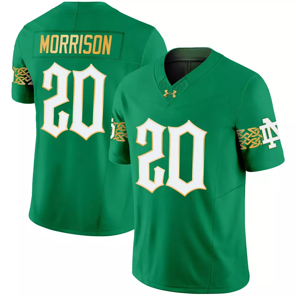 Morrison 20 Men'S Stitched Jersey Green Notre Dame Fighting Irish 2025 Sugar Bowl Champions